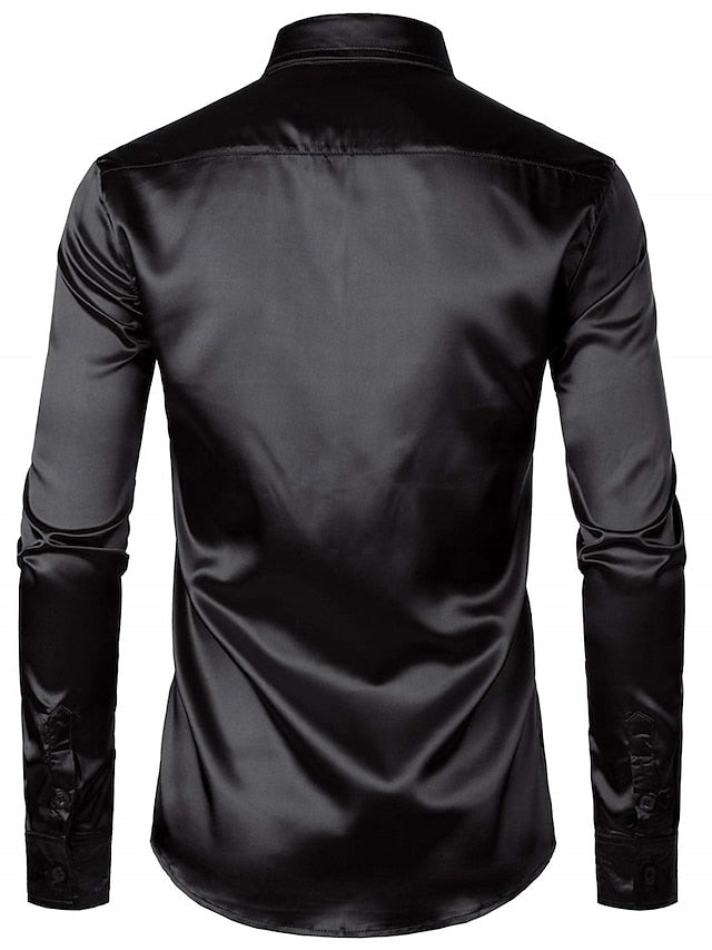 Men's Casual Polyester Long Sleeves Solid Color Shirt - Image 8