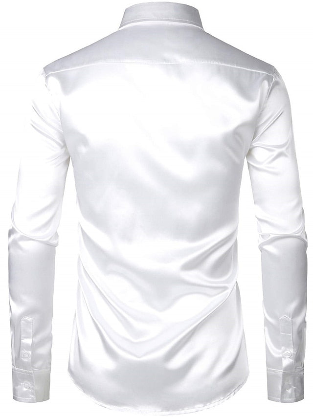 Men's Casual Polyester Long Sleeves Solid Color Shirt - Image 2