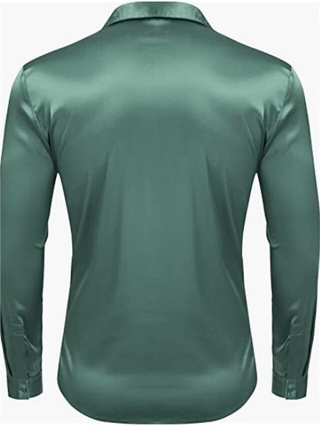 Men's Casual Polyester Long Sleeves Solid Color Shirt - Image 4