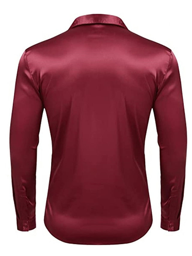Men's Casual Polyester Long Sleeves Solid Color Shirt - Image 6