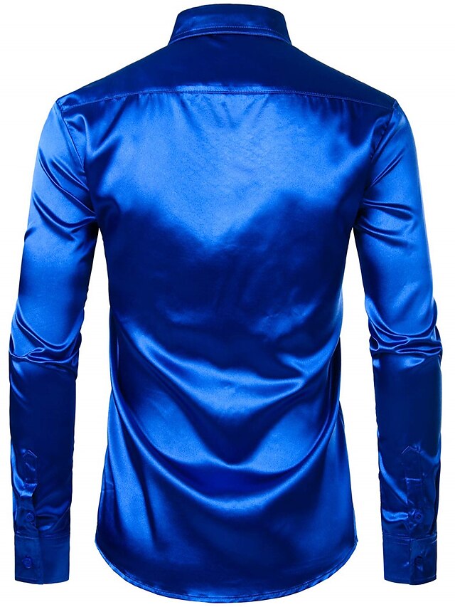 Men's Casual Polyester Long Sleeves Solid Color Shirt - Image 10