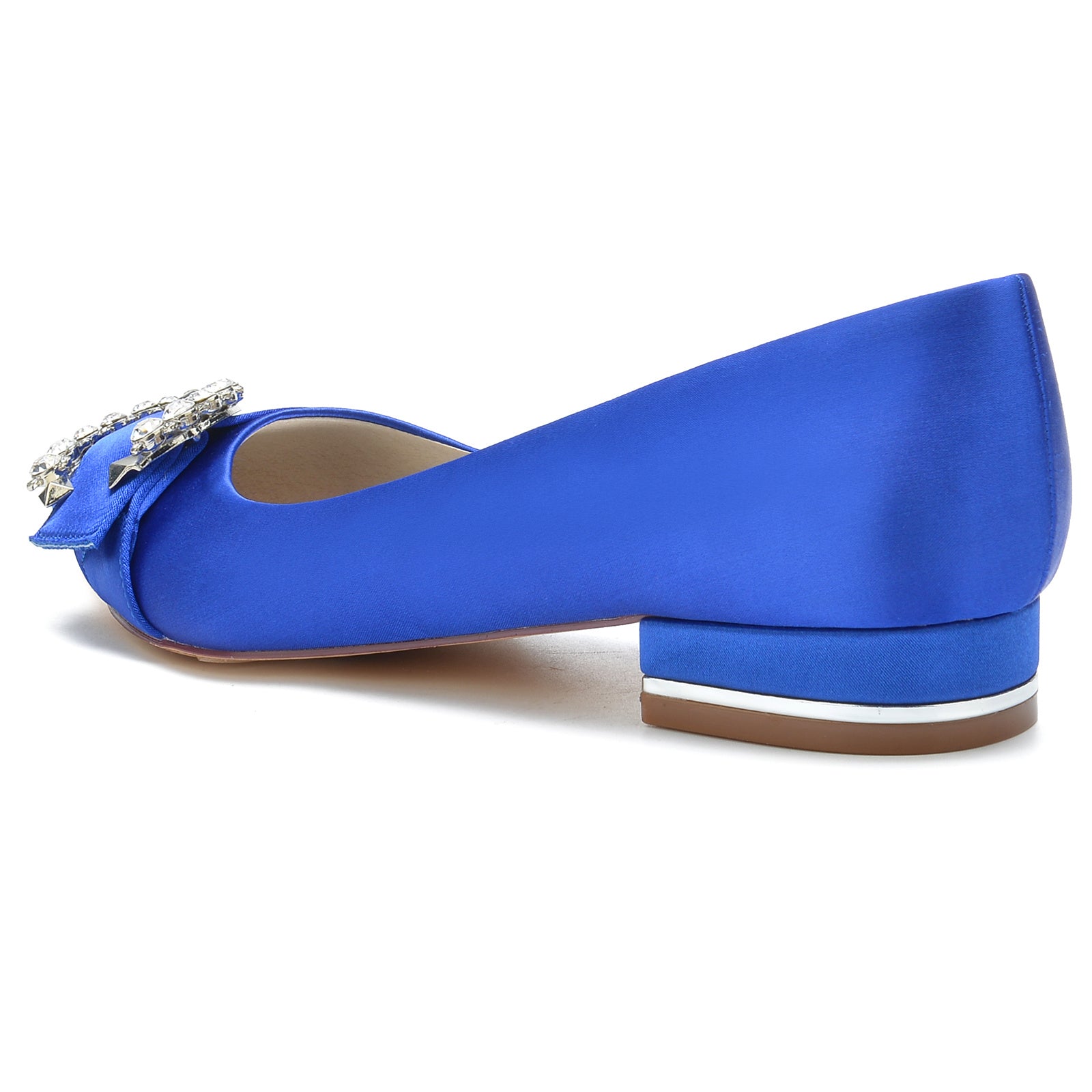 Women's Wedding Shoes Silk Satin Crystal Low Heel Pointed Toe Bridal Shoes - 이미지 5