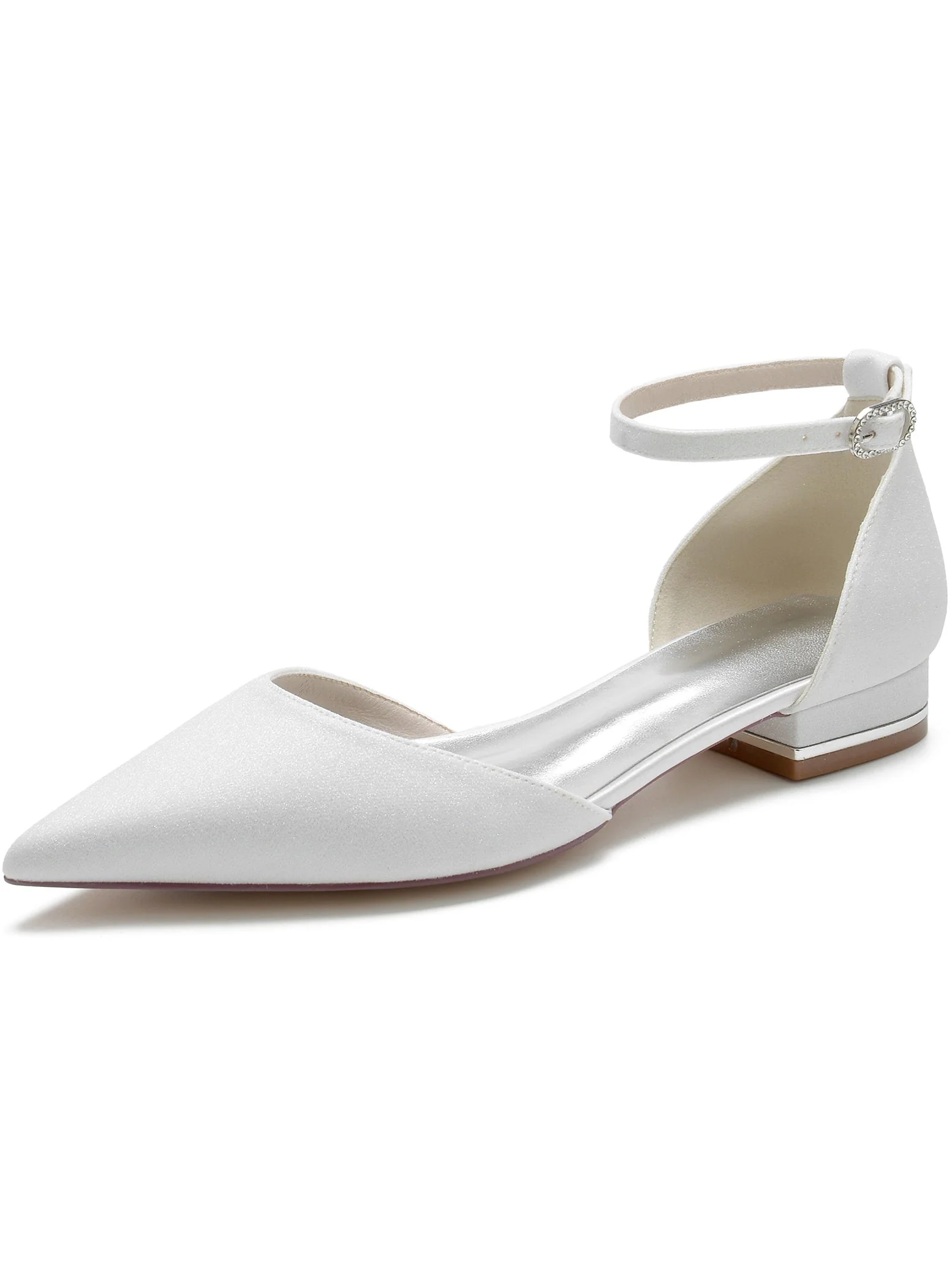 Women's Wedding Shoes Rhinestone Low Heel Pointed Toe Bridesmaid Shoes - 이미지 6