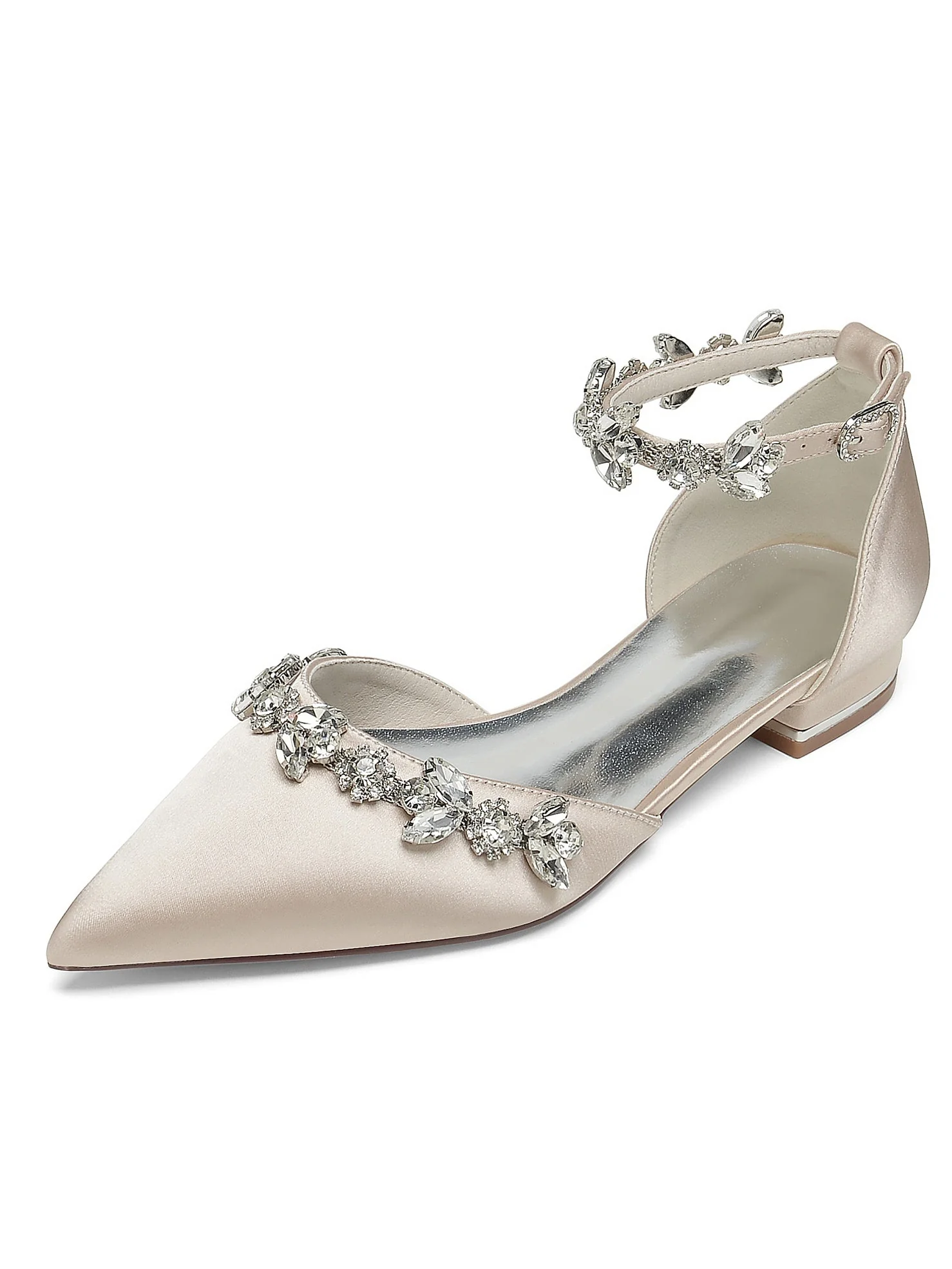 Women's Rhinestone Low Heel Pointed Toe Bridesmaid Shoes - 이미지 13