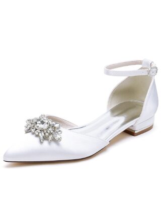 Women's Rhinestone Low Heel Pointed Toe Bridesmaid Shoes