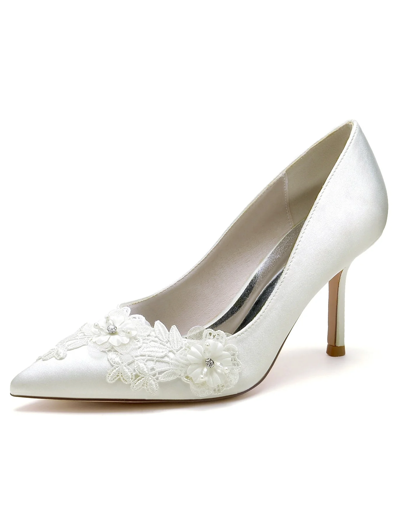 Women's Lace Stiletto Heel Pointed Toe Bridal Shoes - 画像 (3)