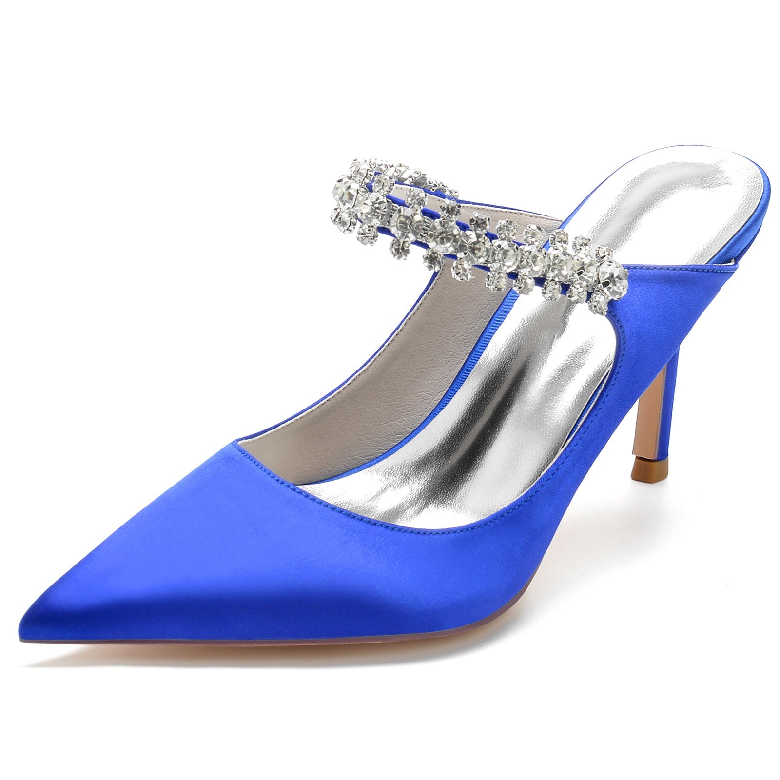 Women's Wedding Shoes Satin Imitation Rhinestone Stiletto Pointed Toe Bridal Shoes - 画像 (2)