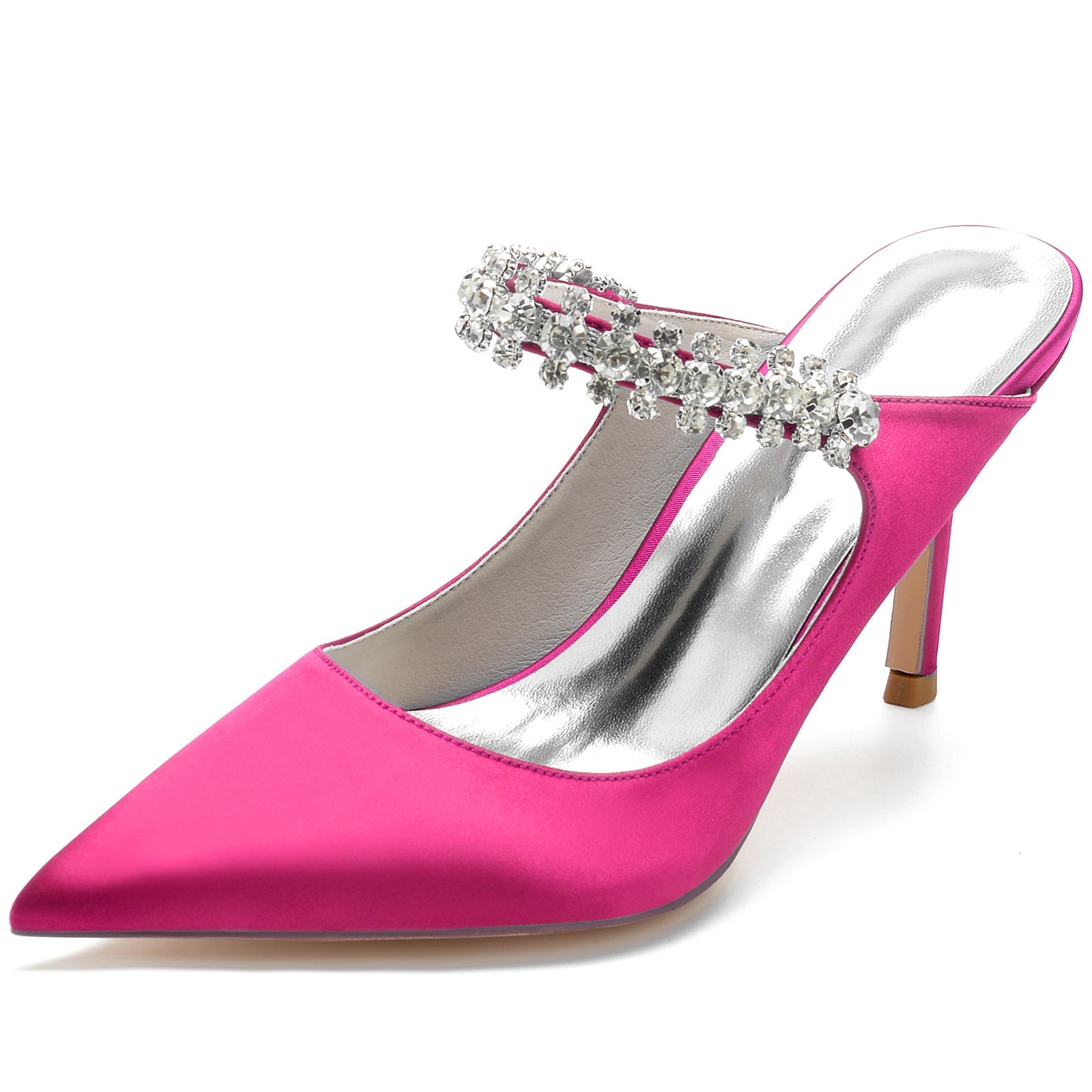 Women's Wedding Shoes Satin Imitation Rhinestone Stiletto Pointed Toe Bridal Shoes - 画像 (9)