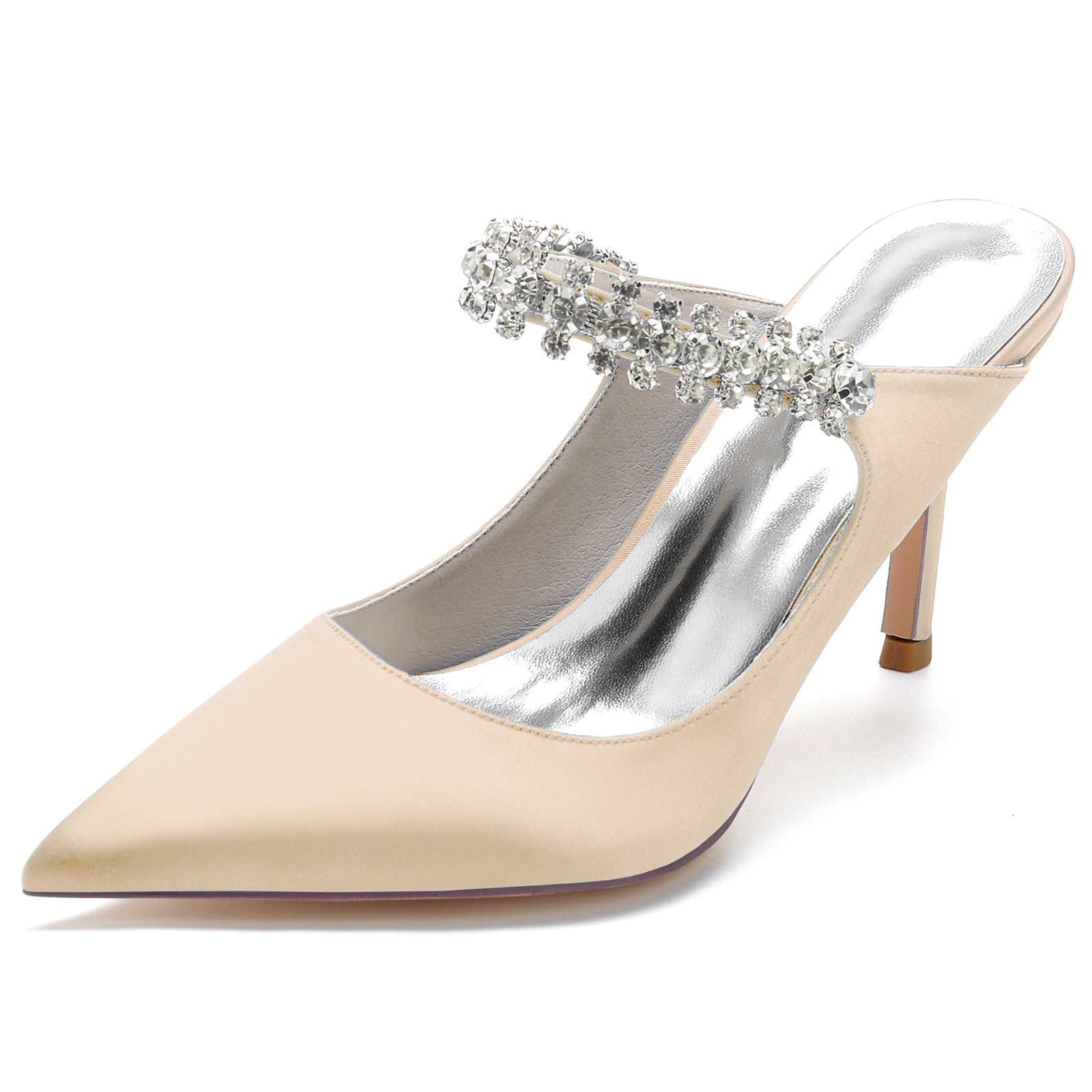 Women's Wedding Shoes Satin Imitation Rhinestone Stiletto Pointed Toe Bridal Shoes - 画像 (11)