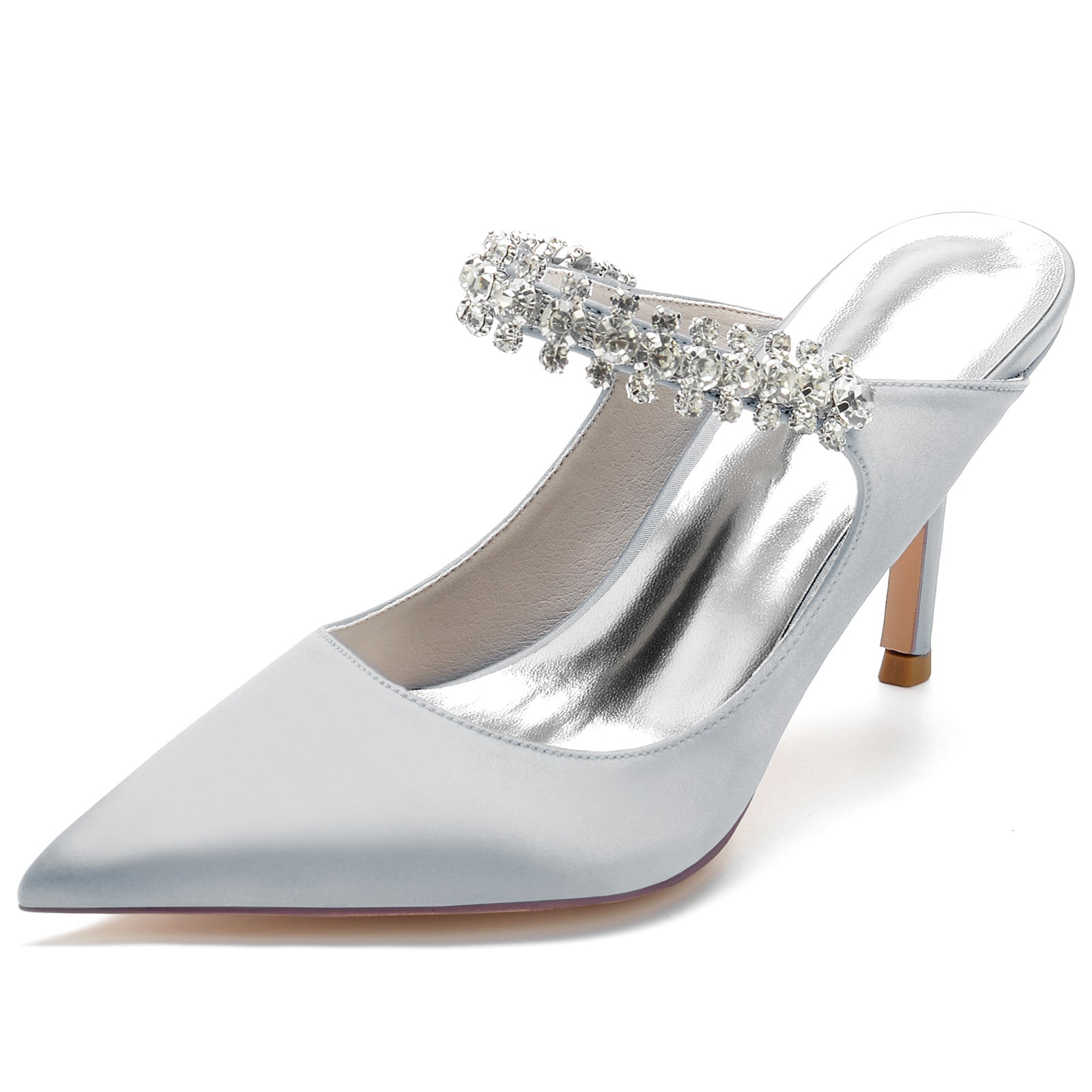Women's Wedding Shoes Satin Imitation Rhinestone Stiletto Pointed Toe Bridal Shoes - 画像 (13)