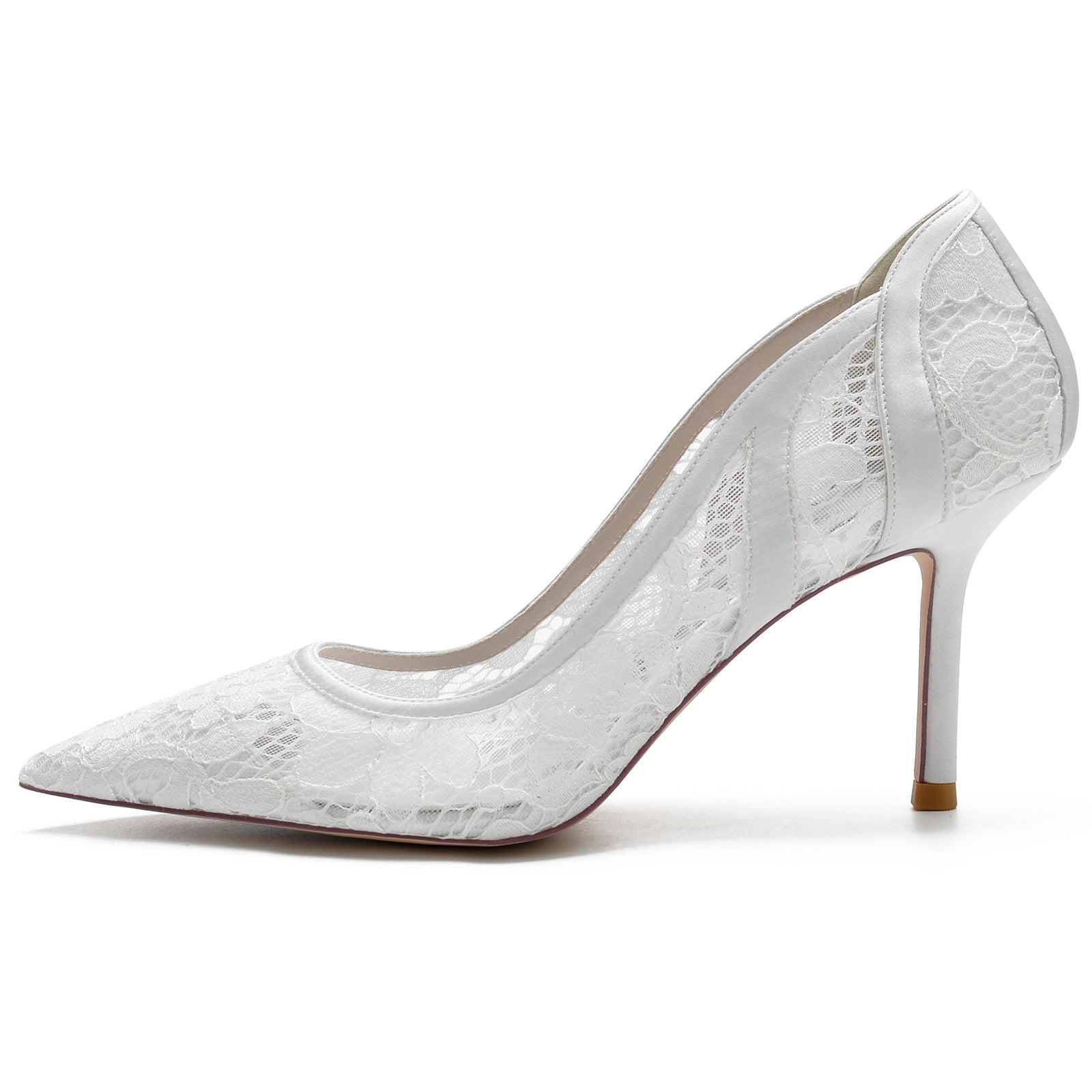 Women's Wedding Shoes Silk Satin Stiletto Pointed Toe Lace Bridal Shoes - 이미지 3