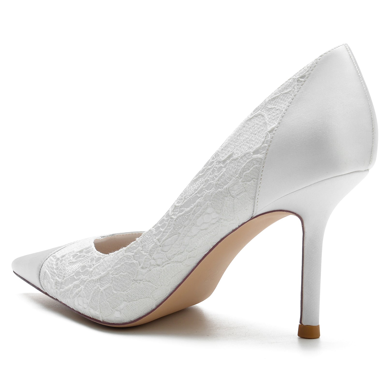 Women's Wedding Shoes Silk Satin Lace Stiletto Heel Pointed Toe Bridal Shoes - 이미지 4