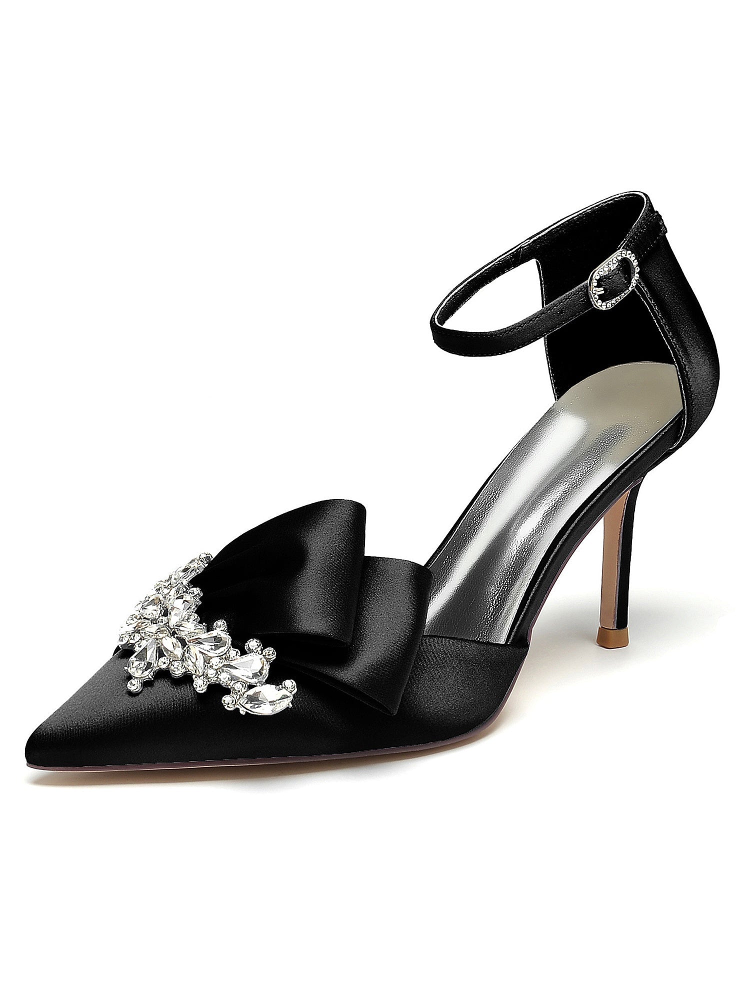 Women's Wedding Rhinestone High Heel Pointed Toe Bridesmaid Shoes - 이미지 11