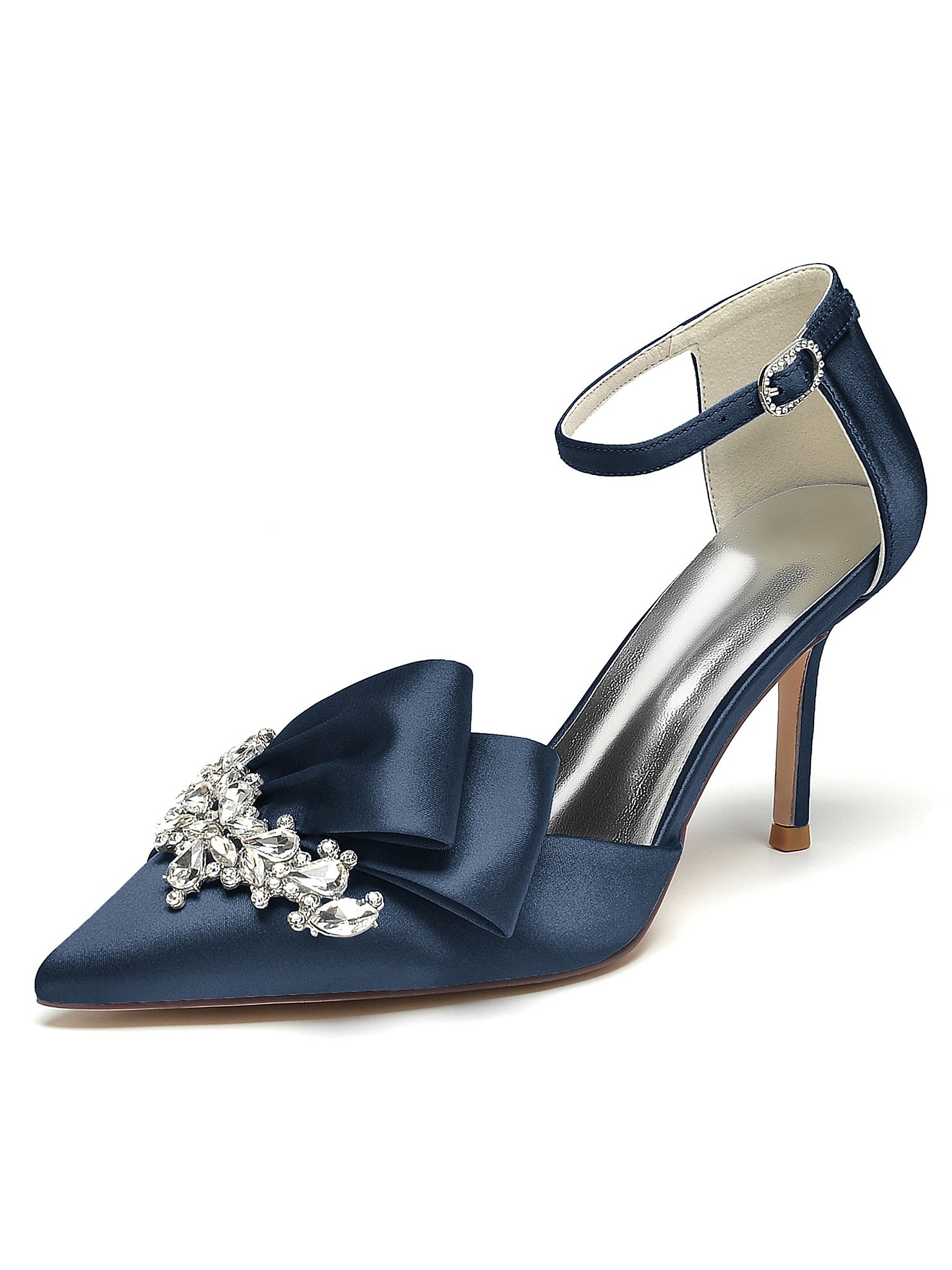 Women's Wedding Rhinestone High Heel Pointed Toe Bridesmaid Shoes - 이미지 14