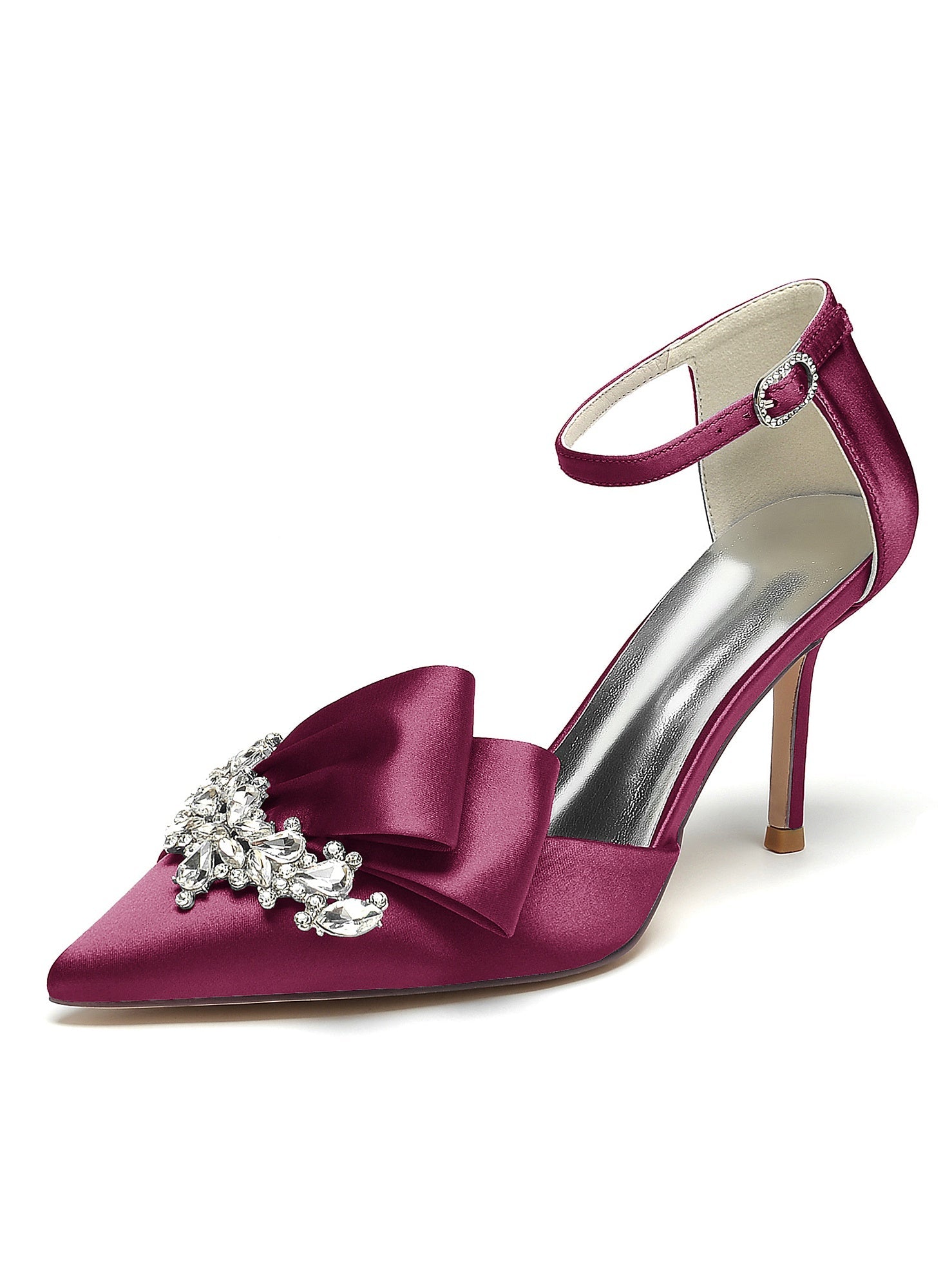 Women's Wedding Rhinestone High Heel Pointed Toe Bridesmaid Shoes - 이미지 16