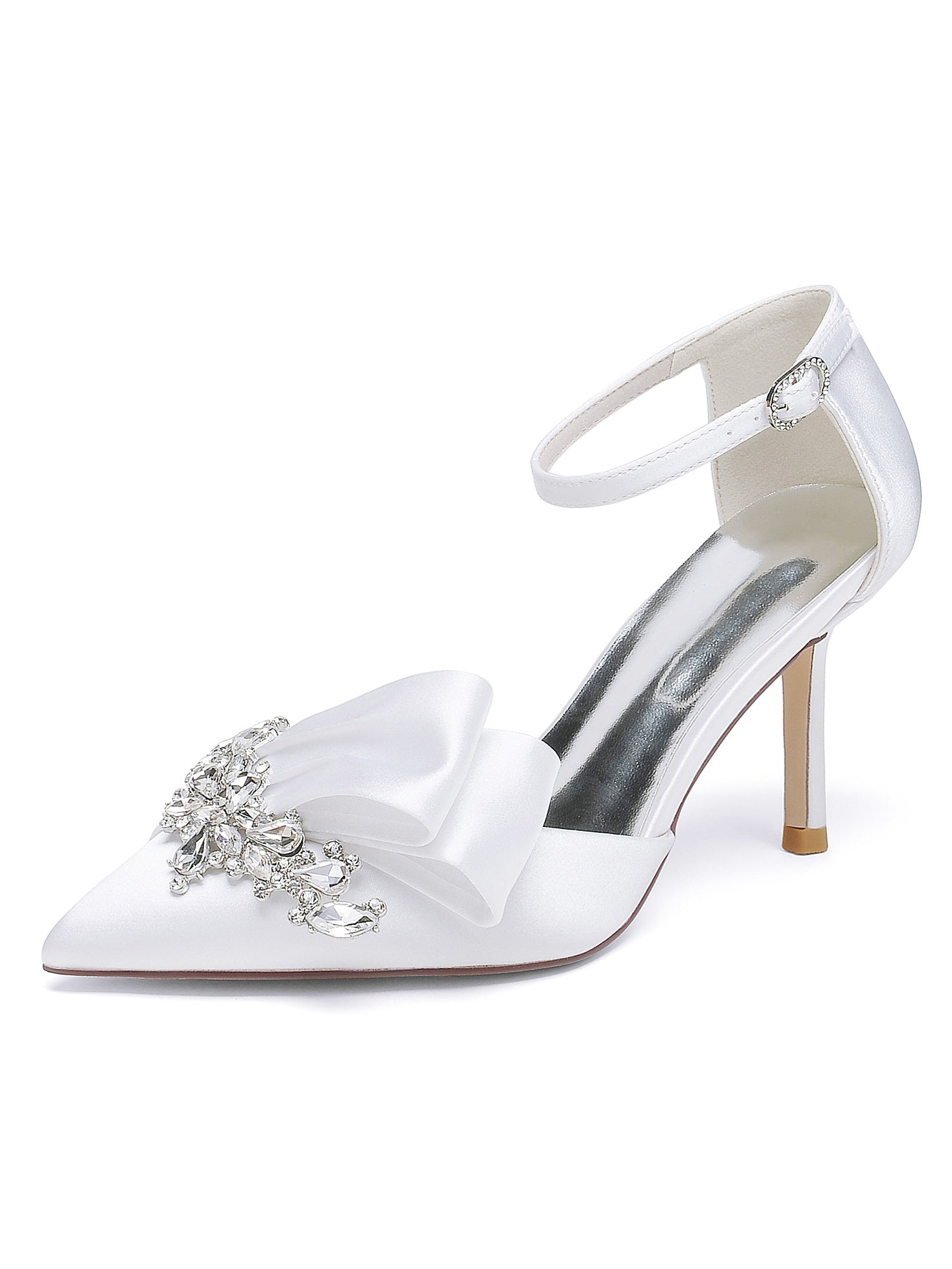 Women's Wedding Rhinestone High Heel Pointed Toe Bridesmaid Shoes - 이미지 4