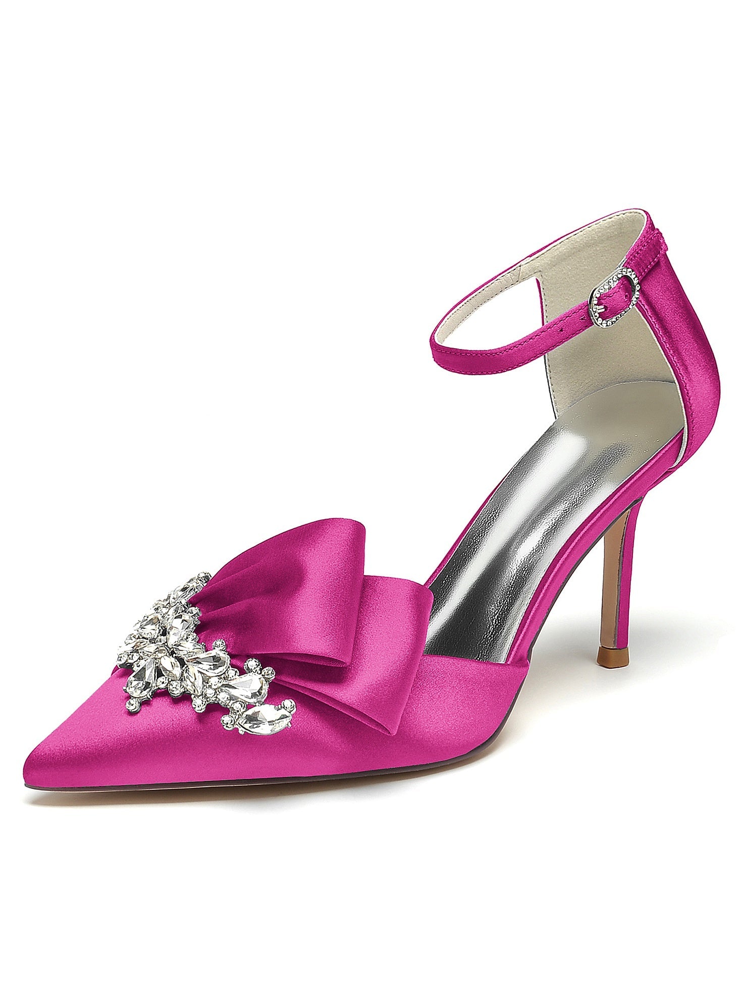 Women's Wedding Rhinestone High Heel Pointed Toe Bridesmaid Shoes - 이미지 18