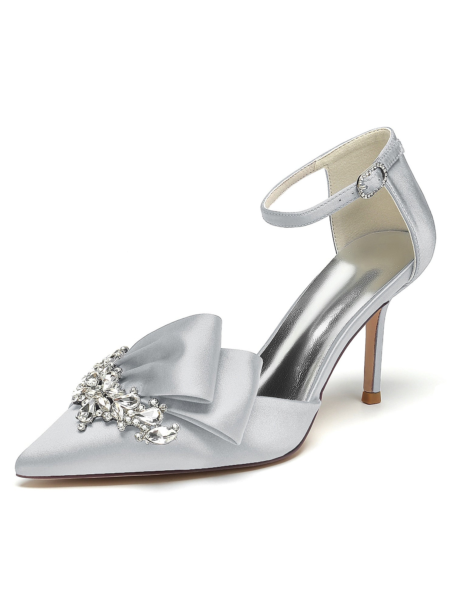 Women's Wedding Rhinestone High Heel Pointed Toe Bridesmaid Shoes - 이미지 19
