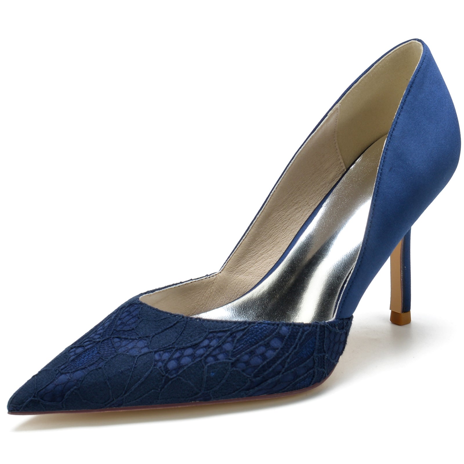 Women's Wedding Shoes Satin Stiletto Heel Pointed Toe Lace Bridal Shoes - 이미지 7