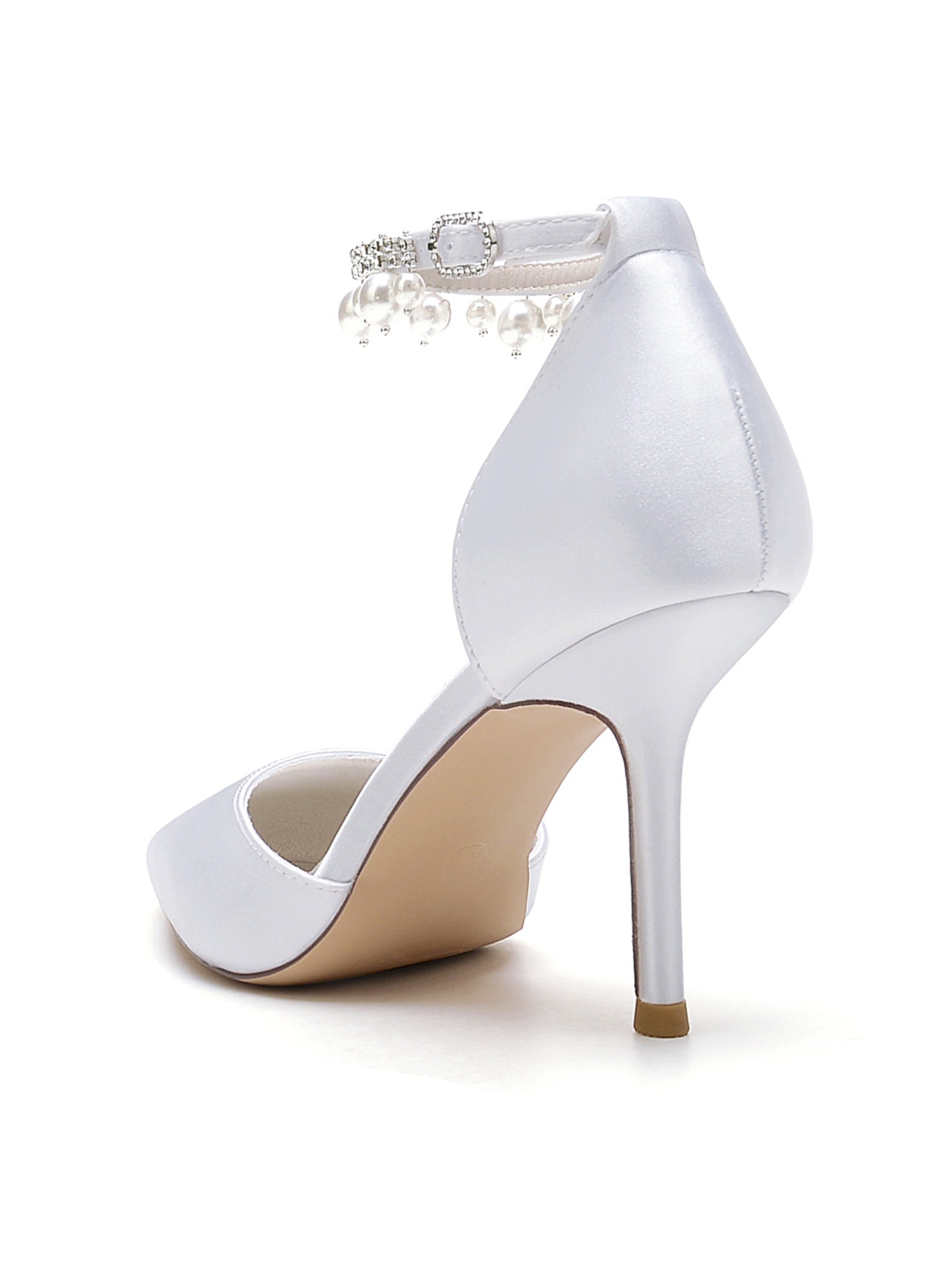 Women's Wedding Shoes Beadings High Heel Pointed Toe Bridesmaid Shoes - 画像 (3)