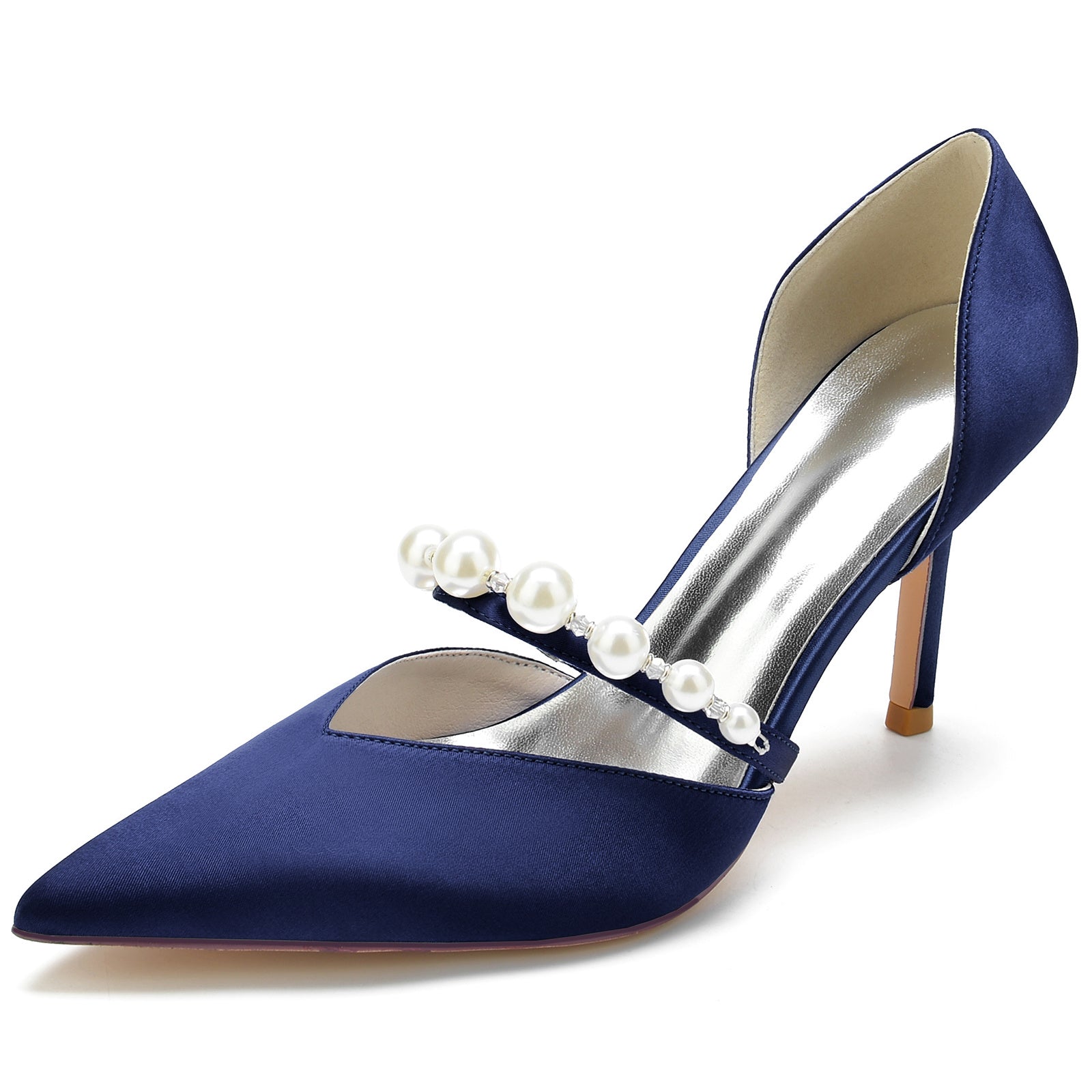 Women's Wedding Shoes Rhinestone Pearl Stiletto Pointed Toe Bridal Shoes - 画像 (11)