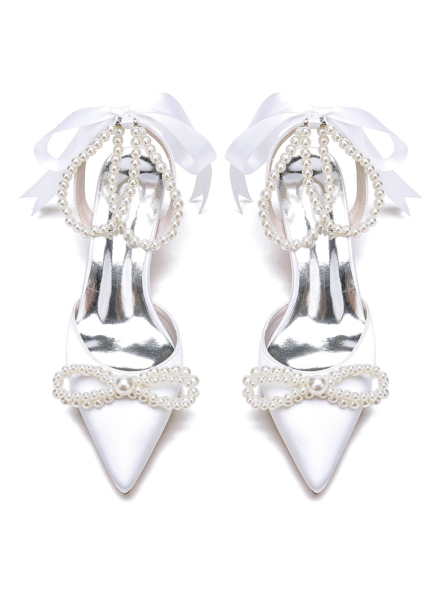 Women's Wedding Shoes Beadings High Heel Pointed Toe Bridal Shoes - 이미지 14