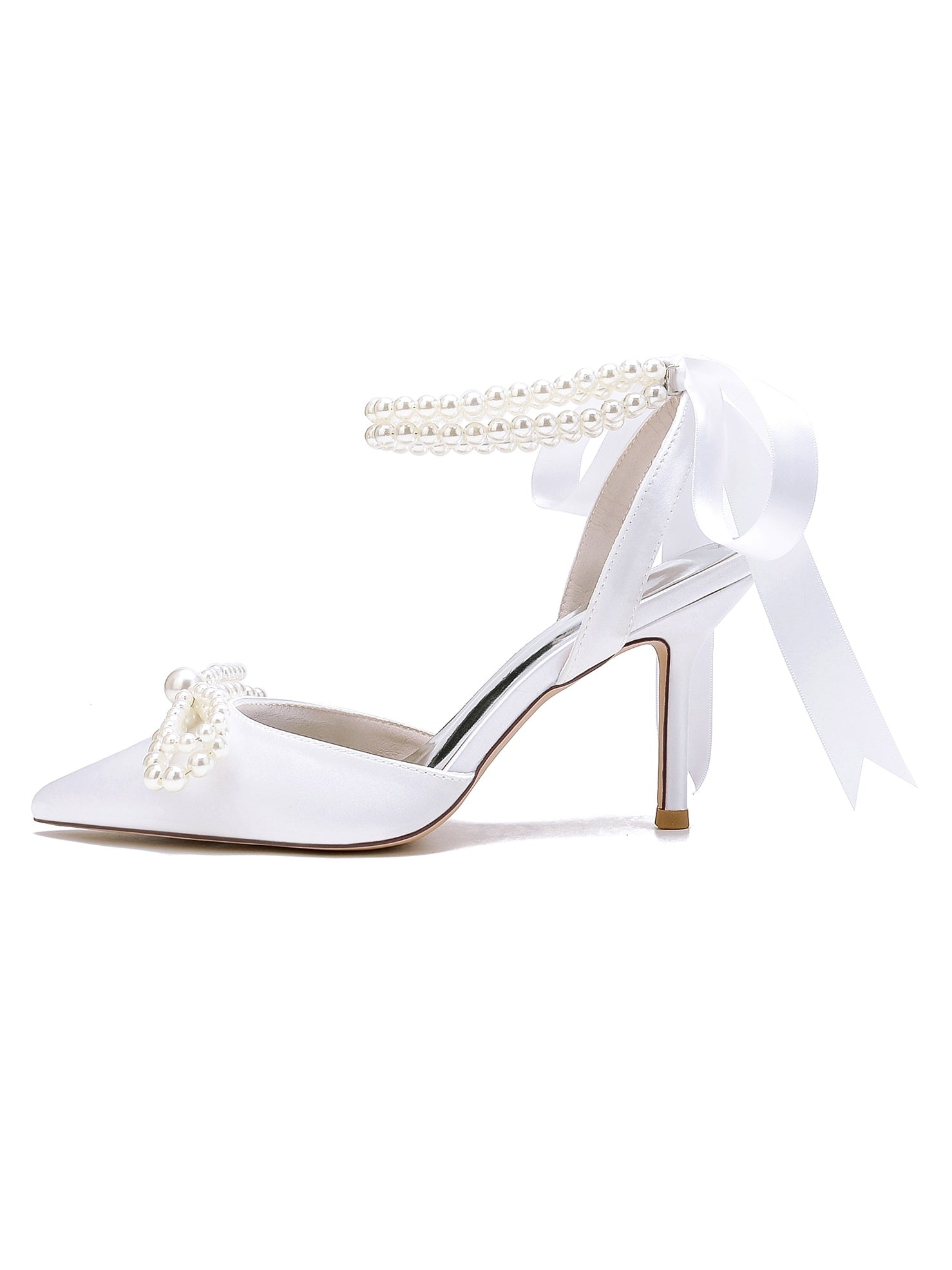 Women's Wedding Shoes Beadings High Heel Pointed Toe Bridal Shoes - 이미지 3