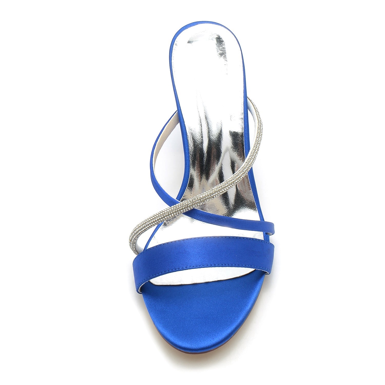 Women's Wedding Shoes Peep Toe Block Heel Crystal Strappy Mule Bridal Shoes - 画像 (3)