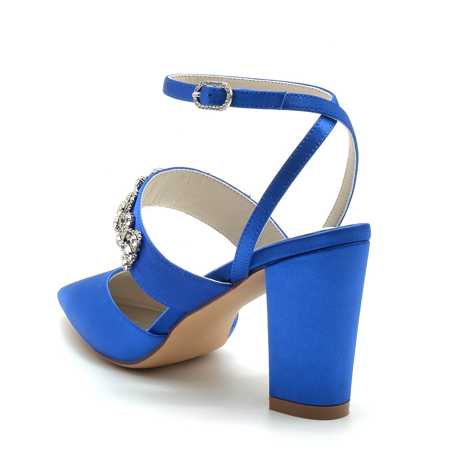 Women's Wedding Shoes Imitation Rhinestone Block Closed Toe Buckle Bridal Shoes - 画像 (4)