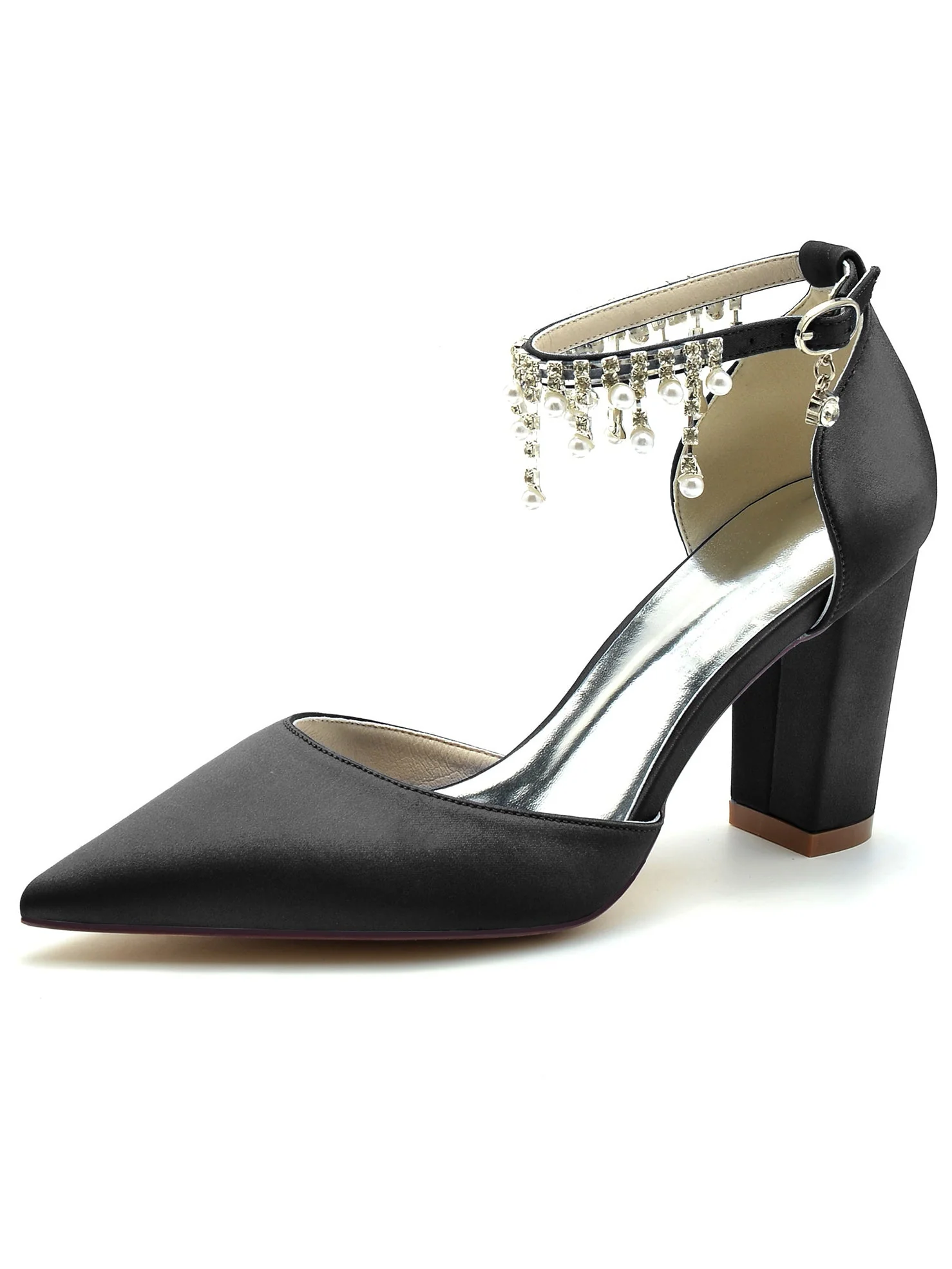 Women's Wedding Rhinestone High Heel Pointed Toe Bridesmaid Shoes - 이미지 9