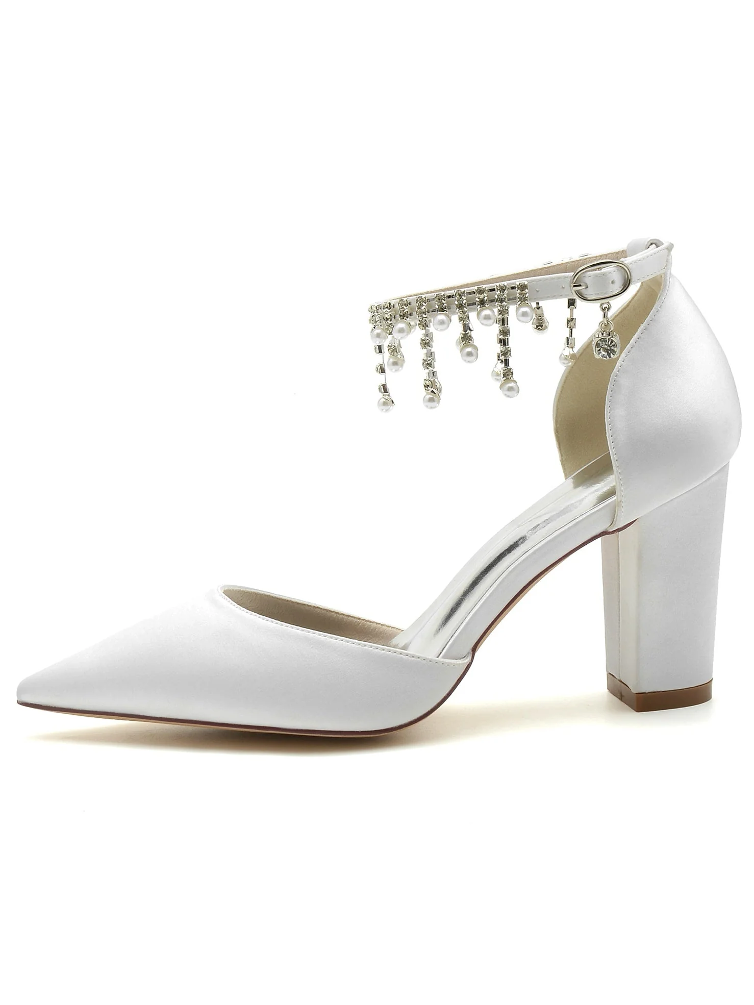 Women's Wedding Rhinestone High Heel Pointed Toe Bridesmaid Shoes - 이미지 4