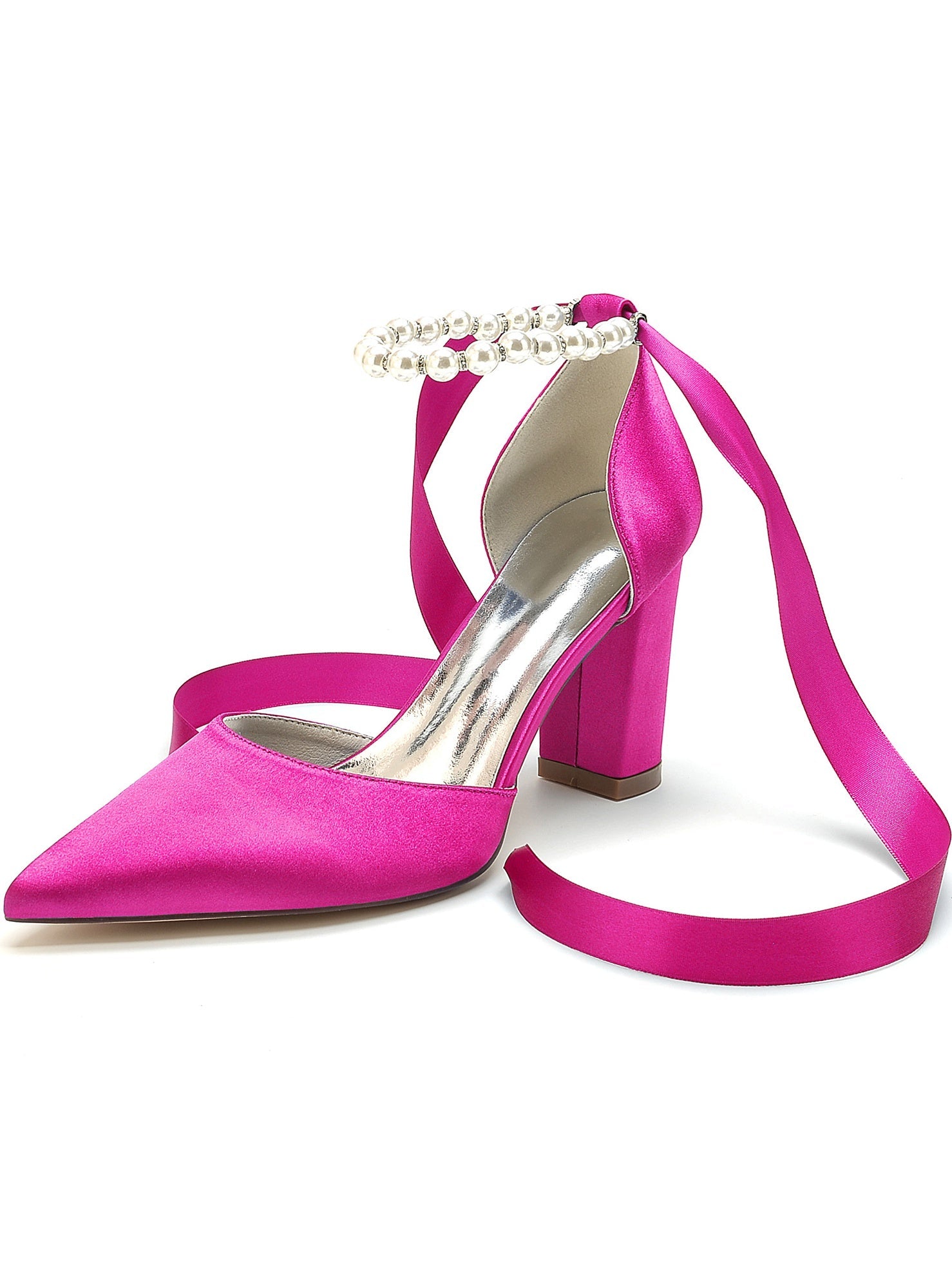 Women's Wedding Shoes Rhinestone High Heel Pointed Toe Bridesmaid Shoes - 画像 (23)