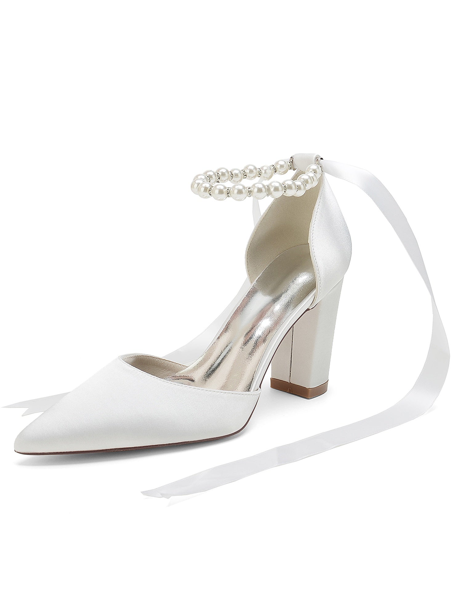 Women's Wedding Shoes Rhinestone High Heel Pointed Toe Bridesmaid Shoes - 画像 (2)