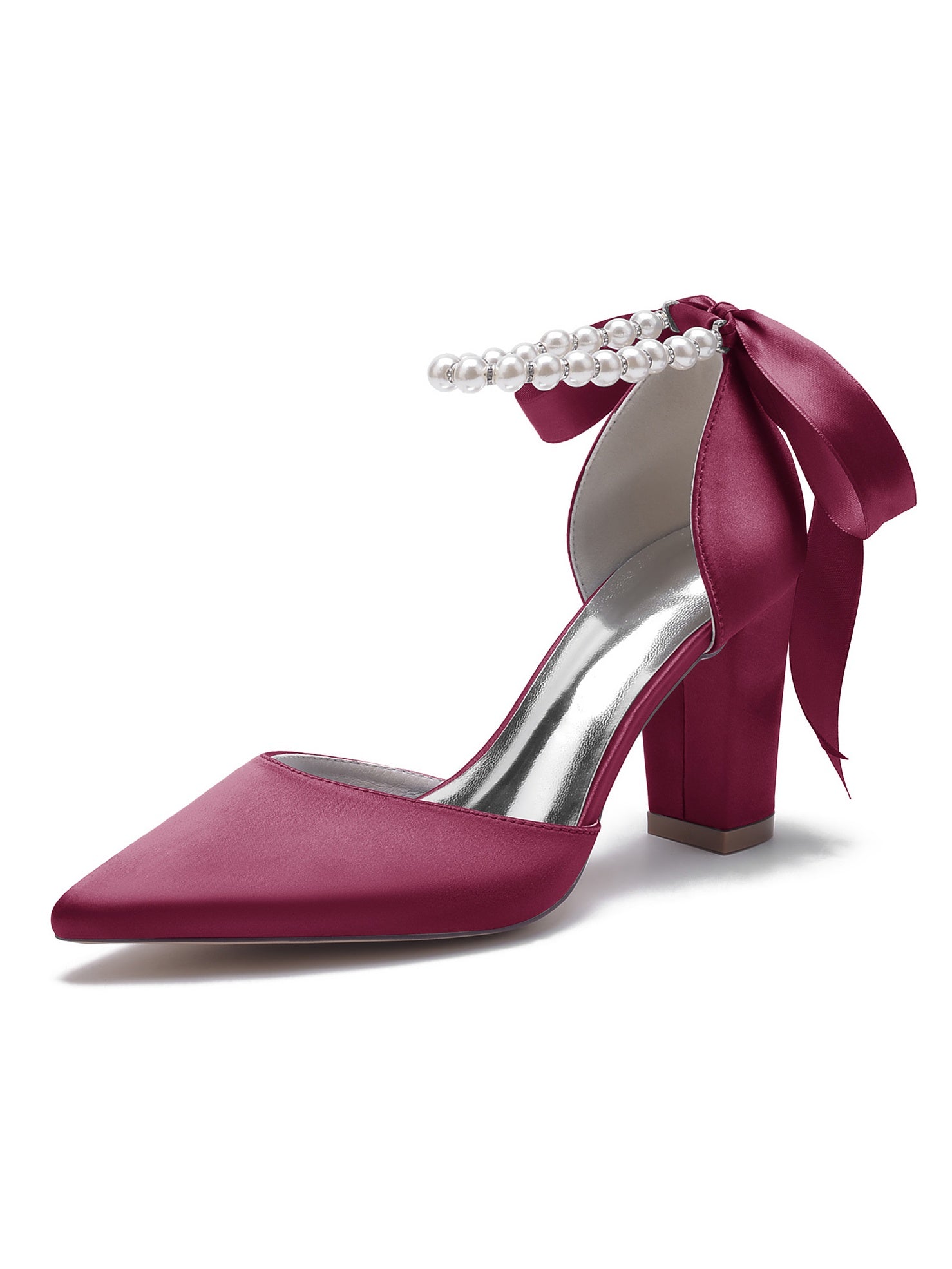 Women's Wedding Shoes Rhinestone High Heel Pointed Toe Bridesmaid Shoes - 画像 (17)