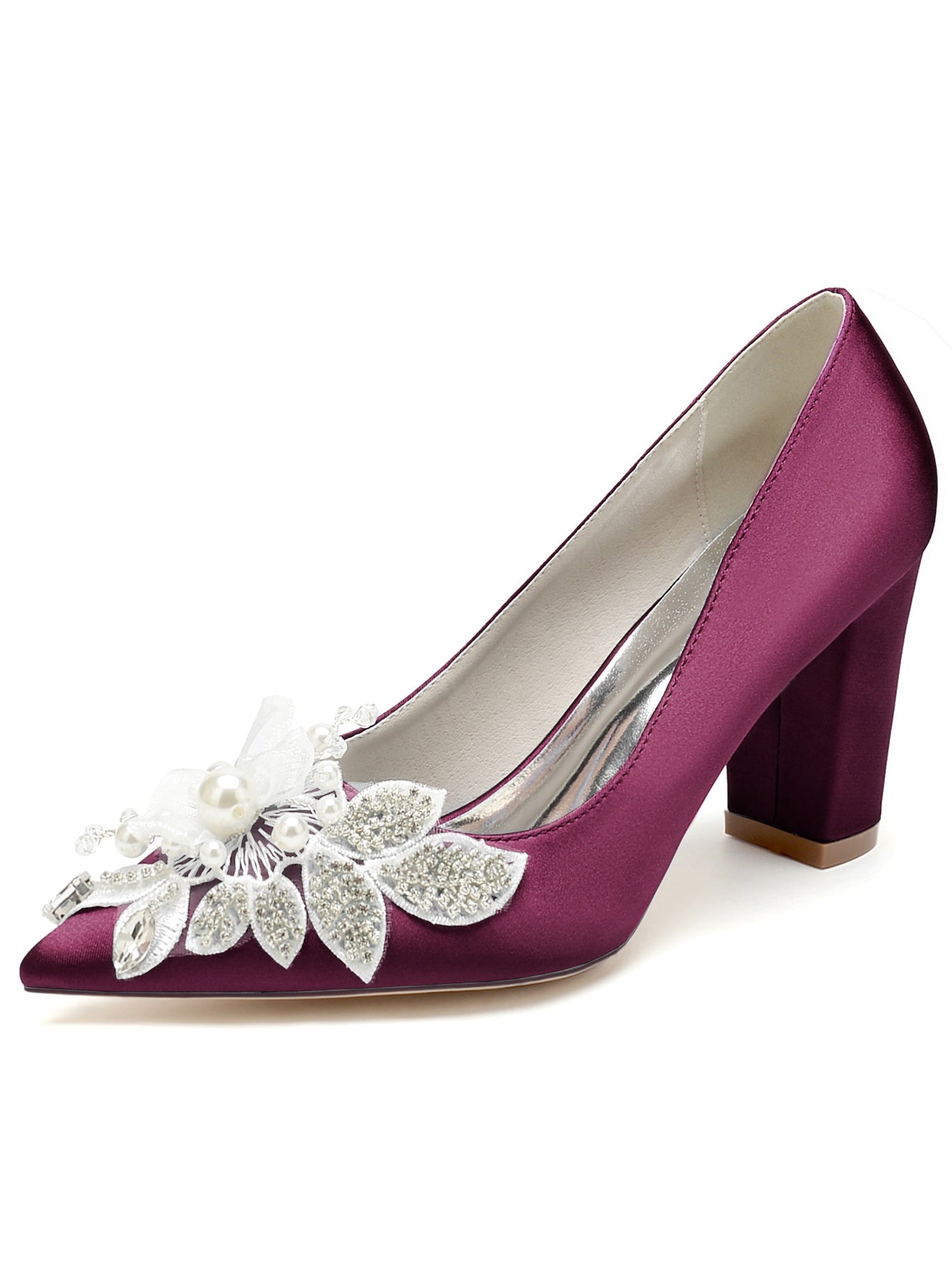 Women's Wedding Shoes Lace High Heel Pointed Toe Bridesmaid Shoes - 이미지 8