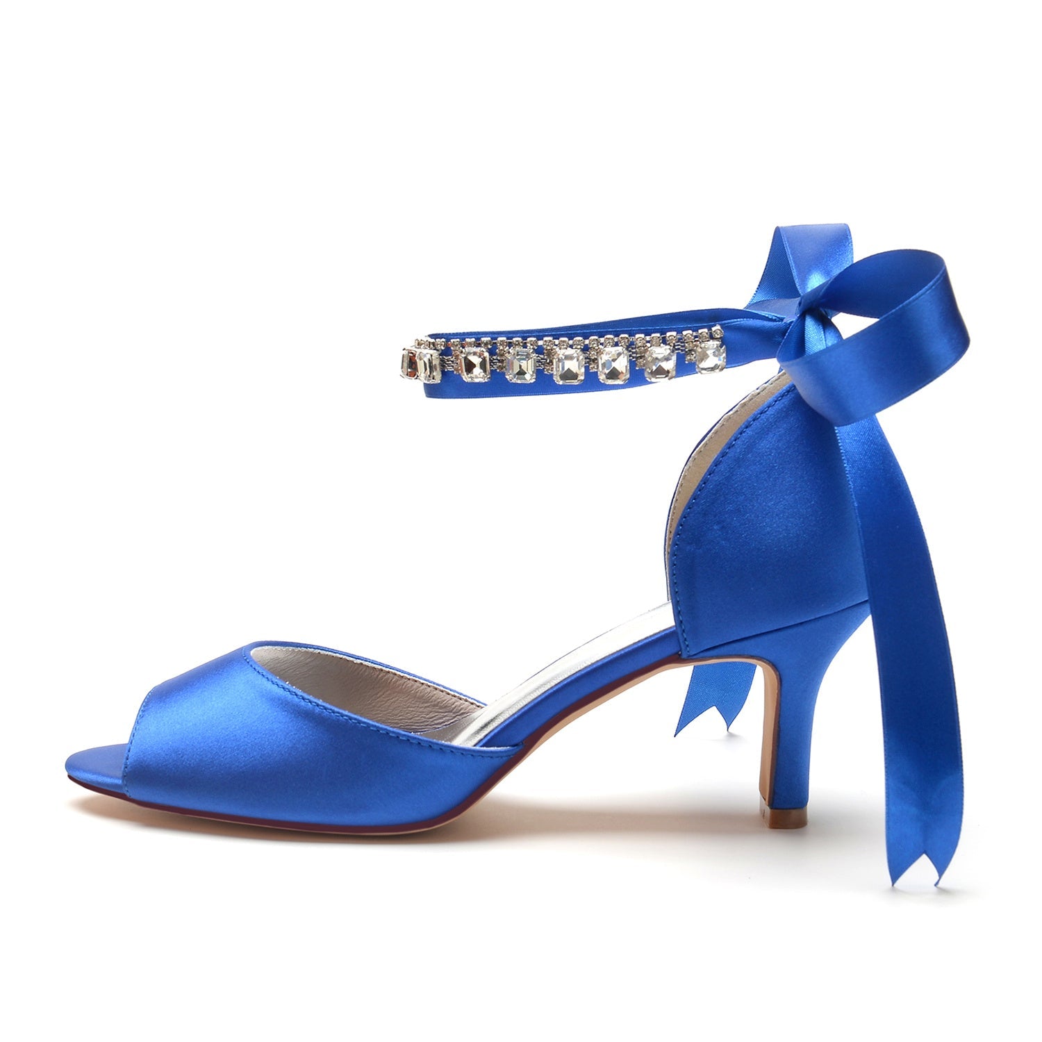 Women's Wedding Shoes Pointed Toe Stiletto Heel Rhinestone Bow Buckle Bridal Shoes - Image 6