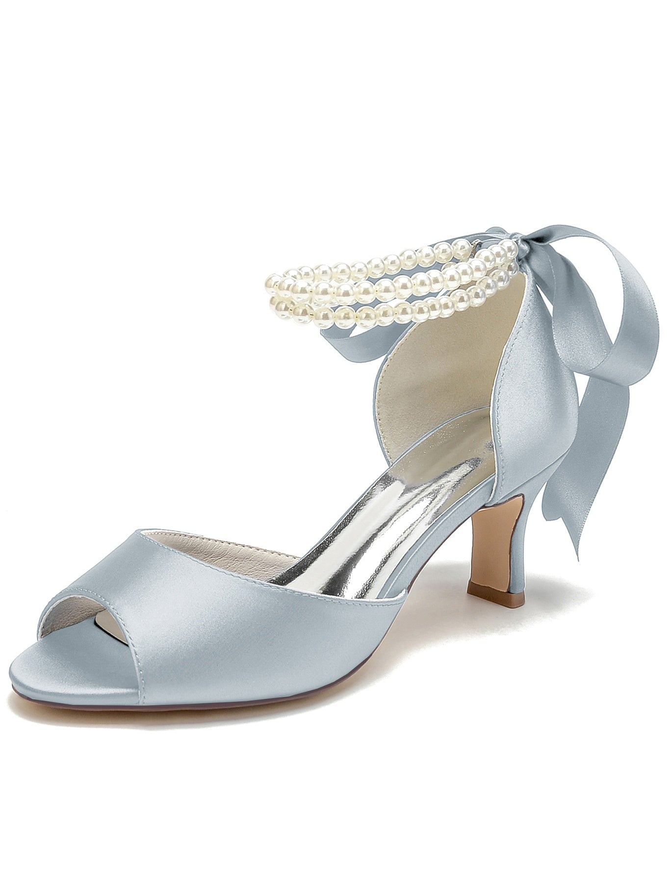 Women's Wedding Bowknot Stiletto Heel Open Toe Bridal Shoes - Image 14