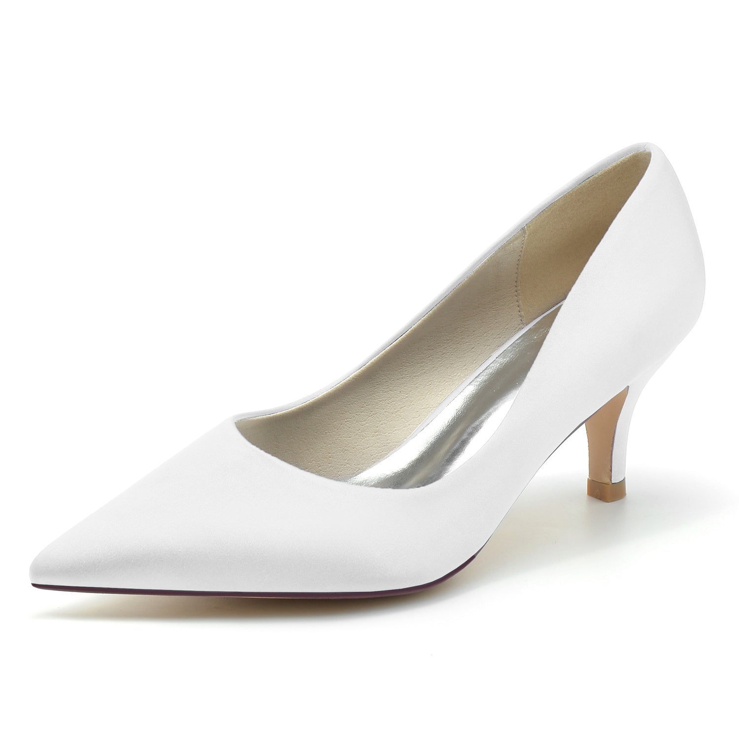 Women's Wedding Shoes Mid Heel Silk Silk Pointed Toe Minimalist Bridal Shoes - 이미지 8