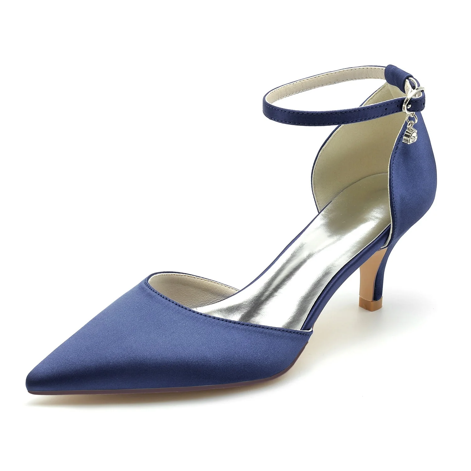 Women's Wedding Shoes Rhinestone Mid Heel Pointed Toe Buckle Bridal Shoes - 이미지 9