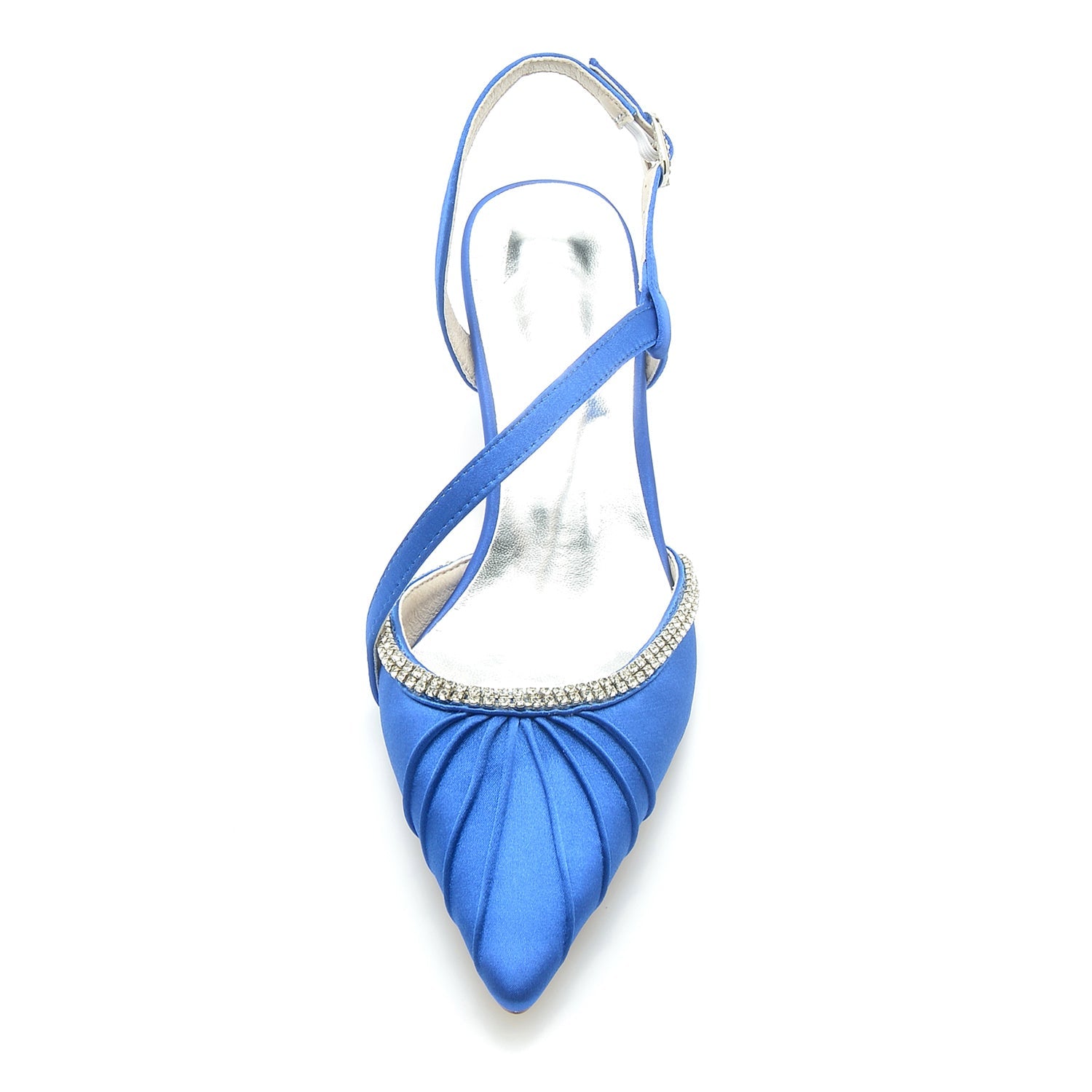 Women's Wedding Shoes Rhinestone Mid Heel Closed Toe Buckle Bridal Shoes - 画像 (3)