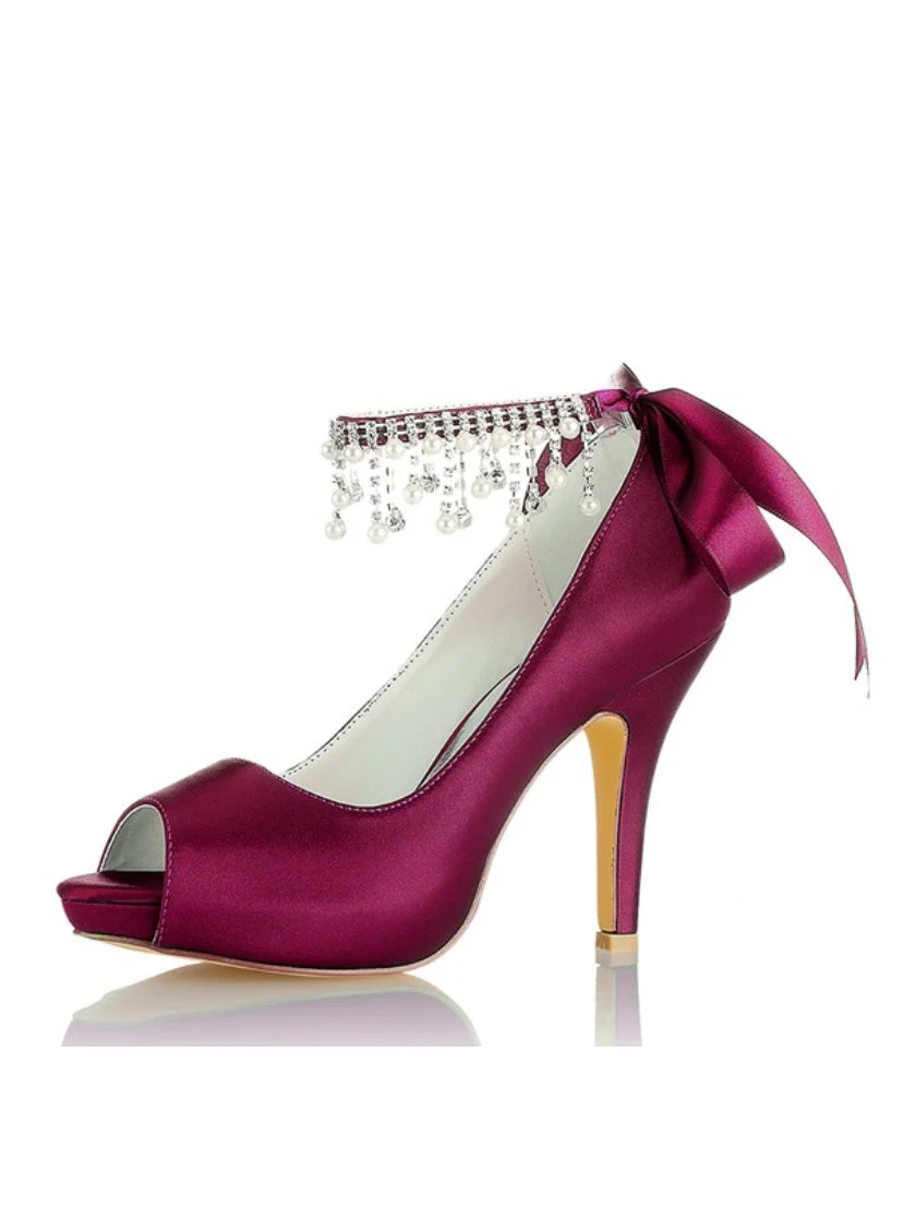 Women's Wedding Shoes Rhinestone High Heel Open Toe Bridal Shoes - Image 6