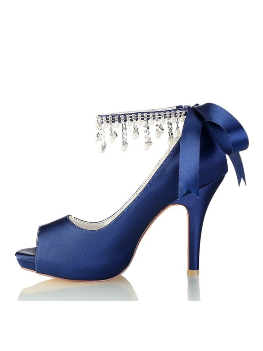 Women's Wedding Shoes Rhinestone High Heel Open Toe Bridal Shoes - Image 2