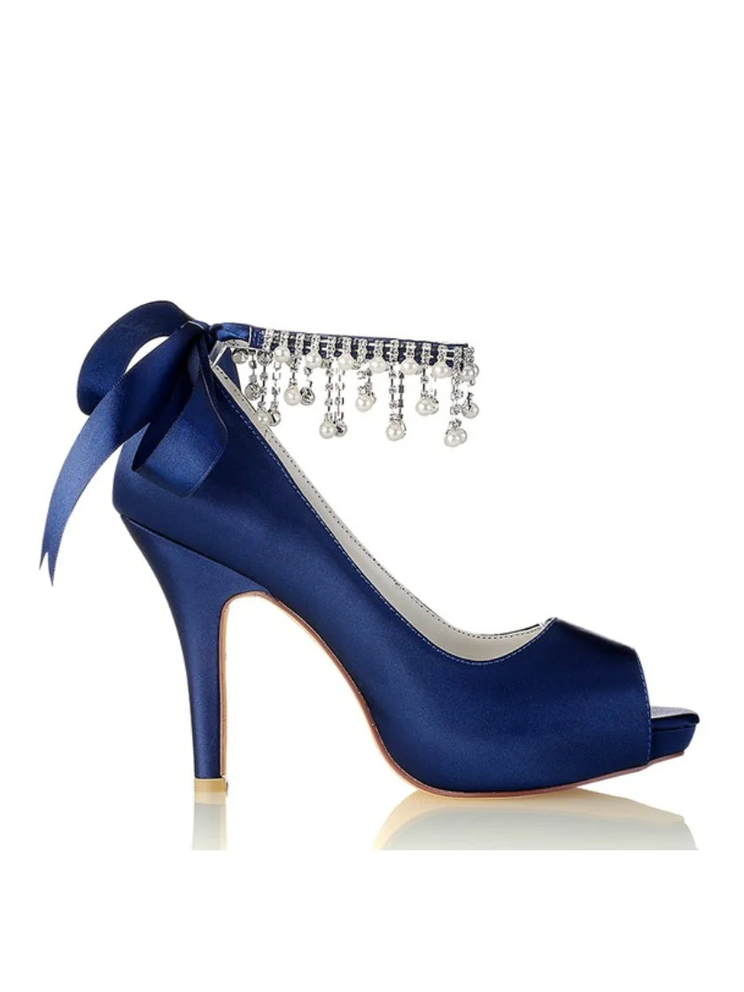 Women's Wedding Shoes Rhinestone High Heel Open Toe Bridal Shoes - Image 11