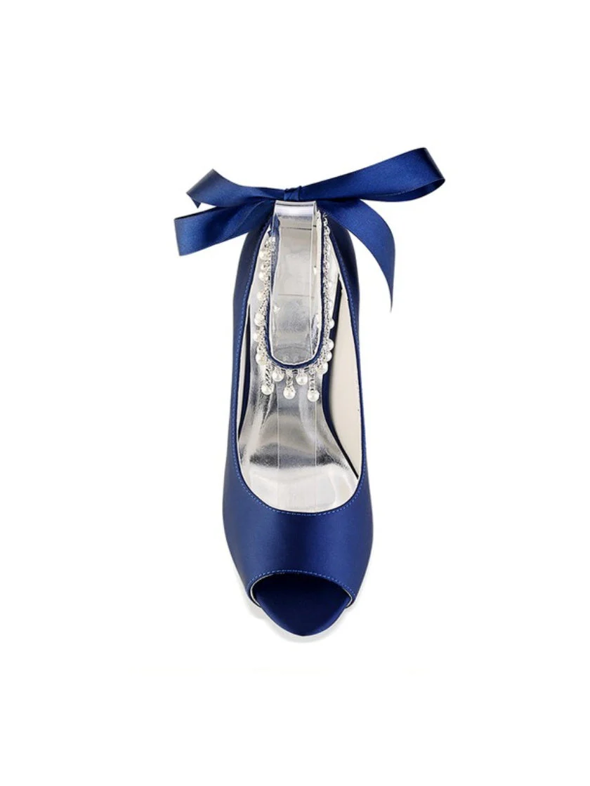 Women's Wedding Shoes Rhinestone High Heel Open Toe Bridal Shoes - Image 3