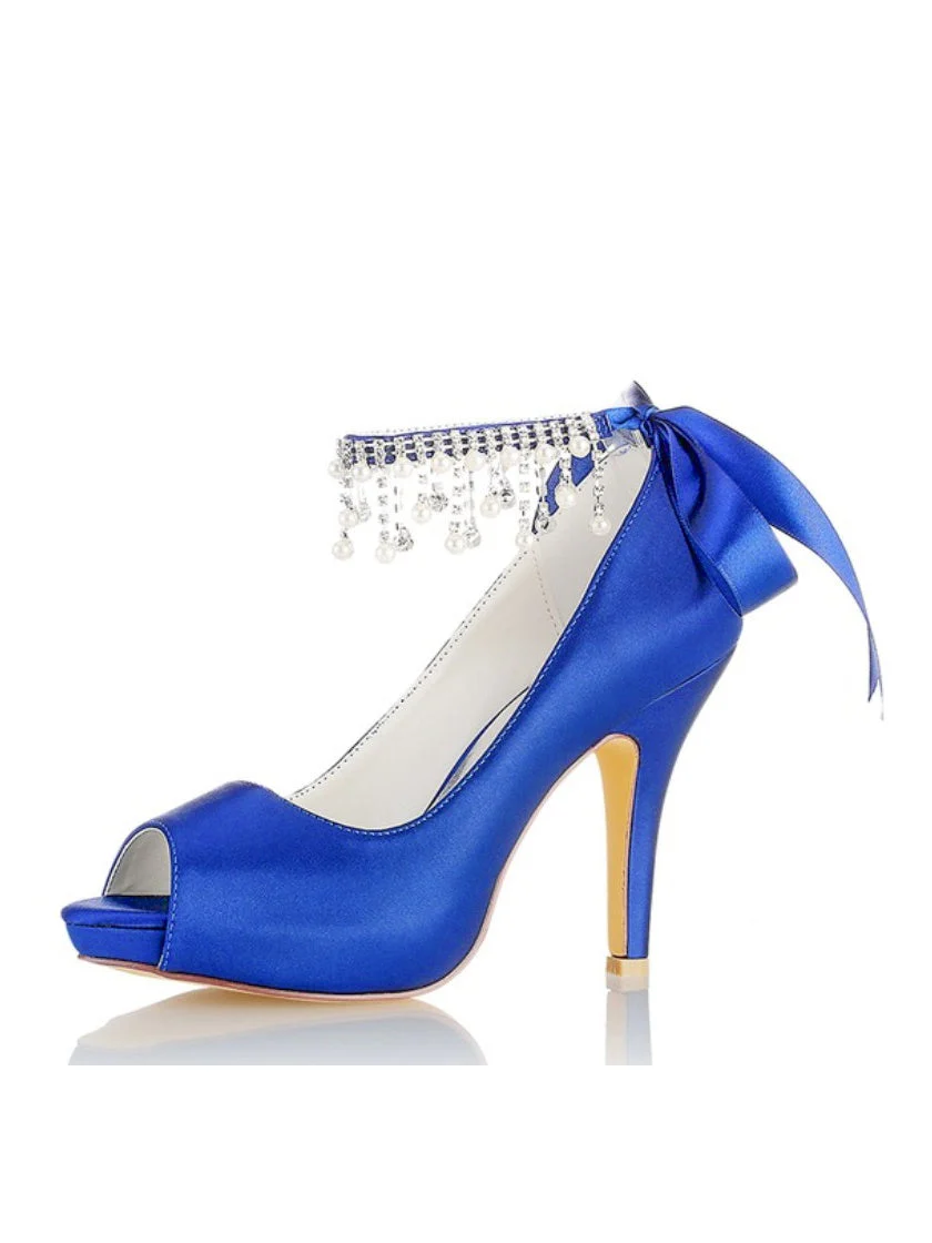 Women's Wedding Shoes Rhinestone High Heel Open Toe Bridal Shoes - Image 13