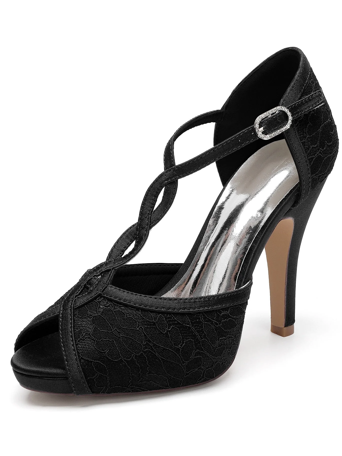 Women's Wedding Shoes Rhinestone High Heel Open Toe Bridesmaid Shoes - Image 6