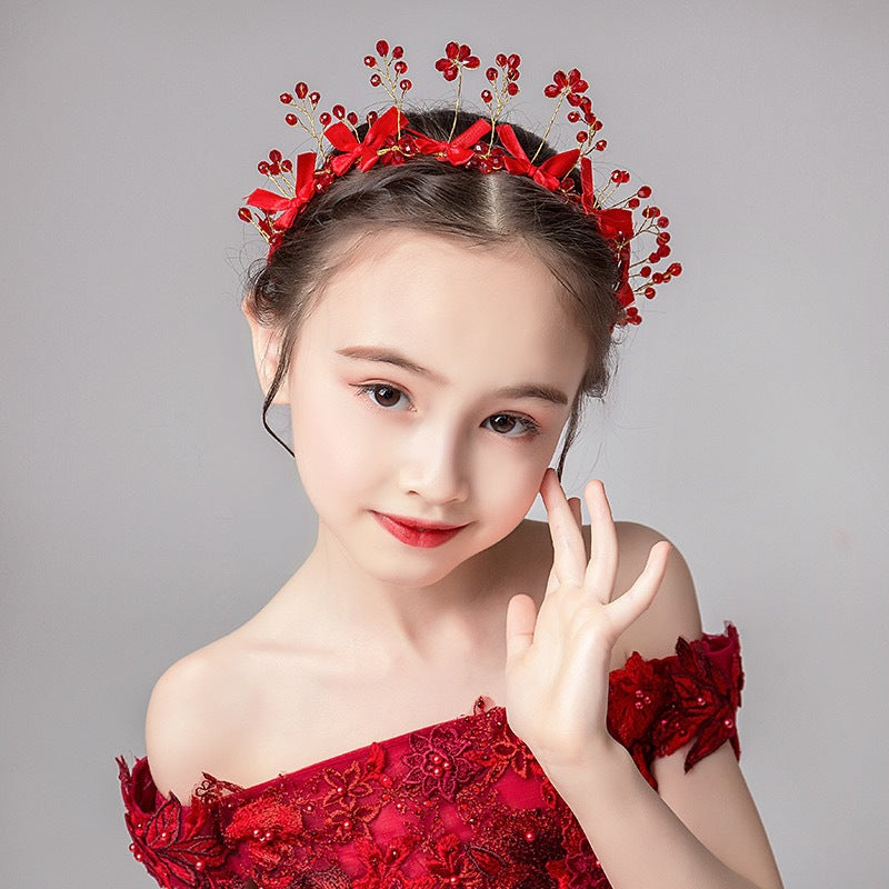 Elegant Red Bow Crystal Princess Headpiece Accessories - Image 5