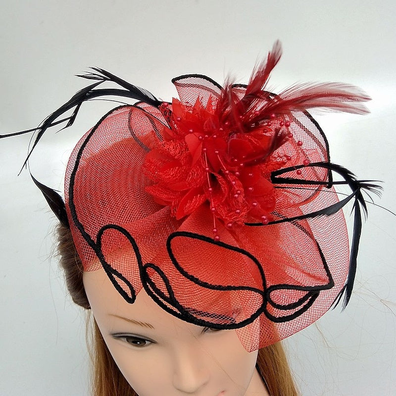 Special Occasion Fascinators Net Wedding Hats Flower Headpiece & Beading