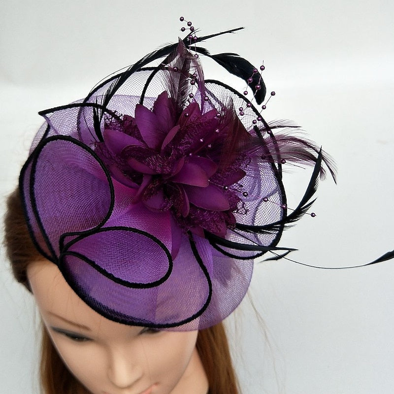 Special Occasion Fascinators Net Wedding Hats Flower Headpiece & Beading - 画像 (3)
