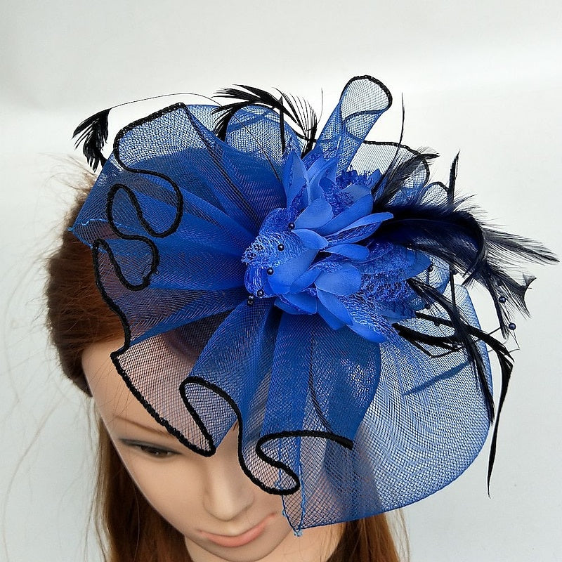 Special Occasion Fascinators Net Wedding Hats Flower Headpiece & Beading - 画像 (4)